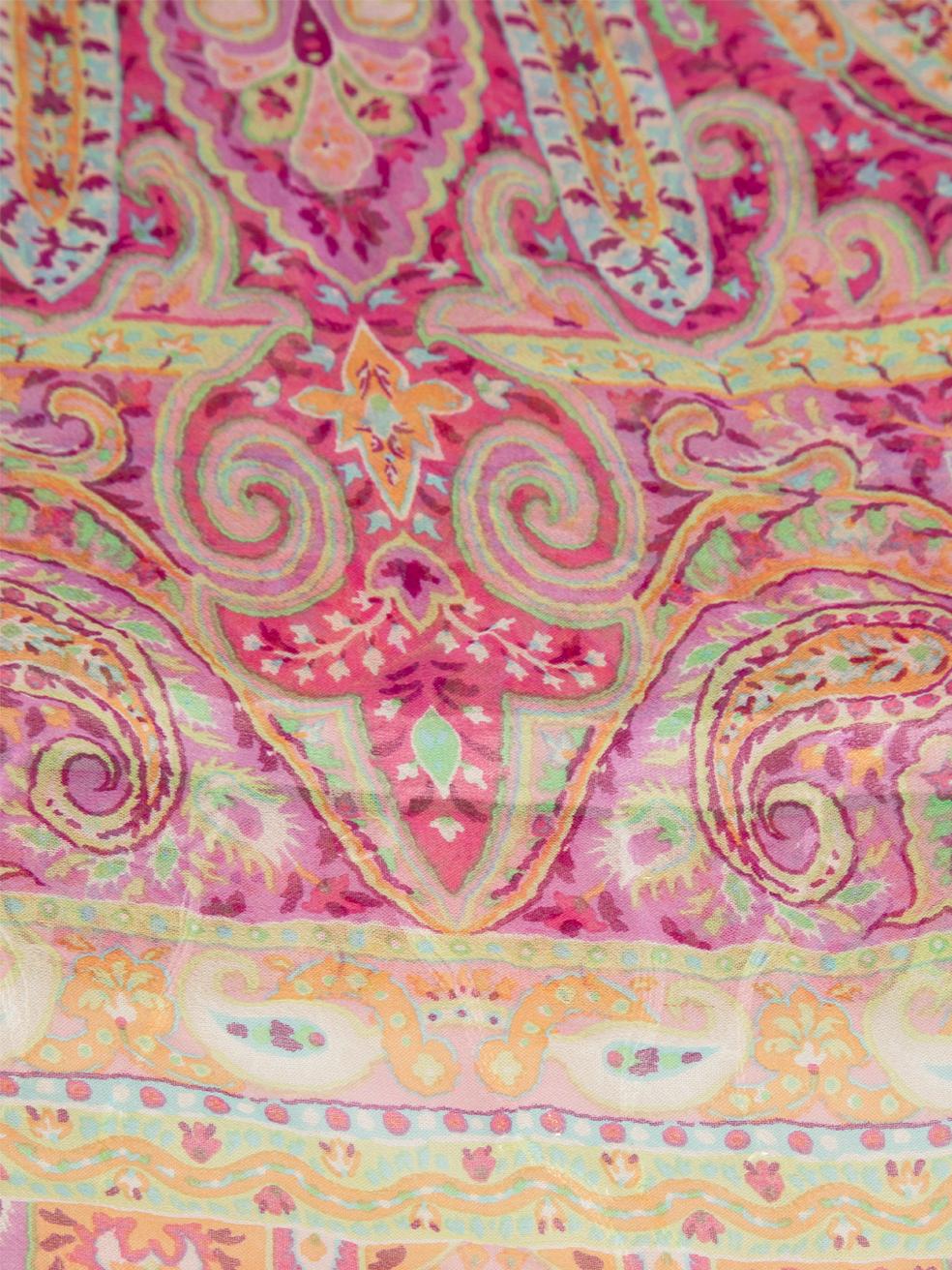 Bufanda de seda con estampado de cachemira y detalle de flecos Etro Beige en venta