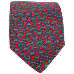 Etro Silk Red Green Geometric Classic Evening Tie 