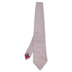 Etro Silver Striped Silk Tie
