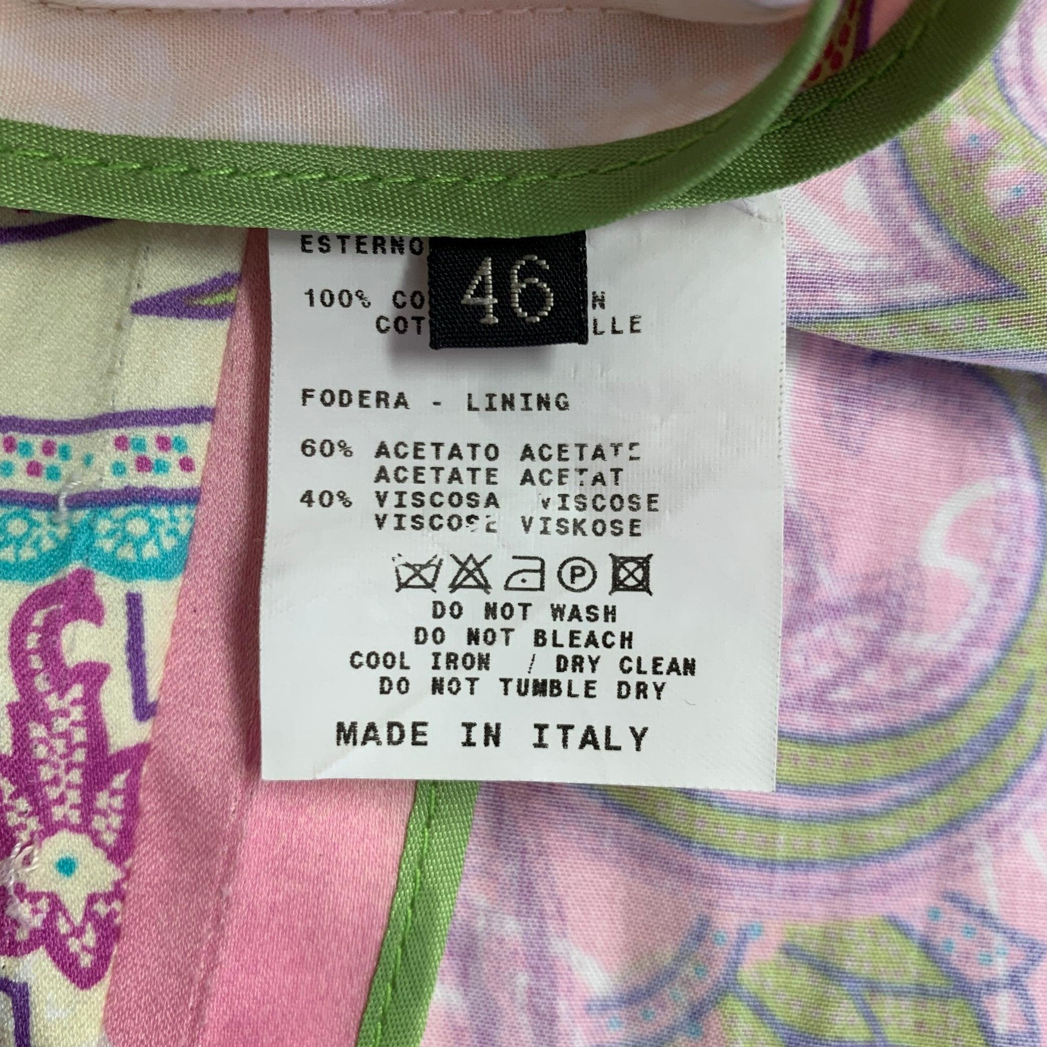 Women's ETRO Size 10 Pink Multi Color Cotton Paisley Jacket Blazer
