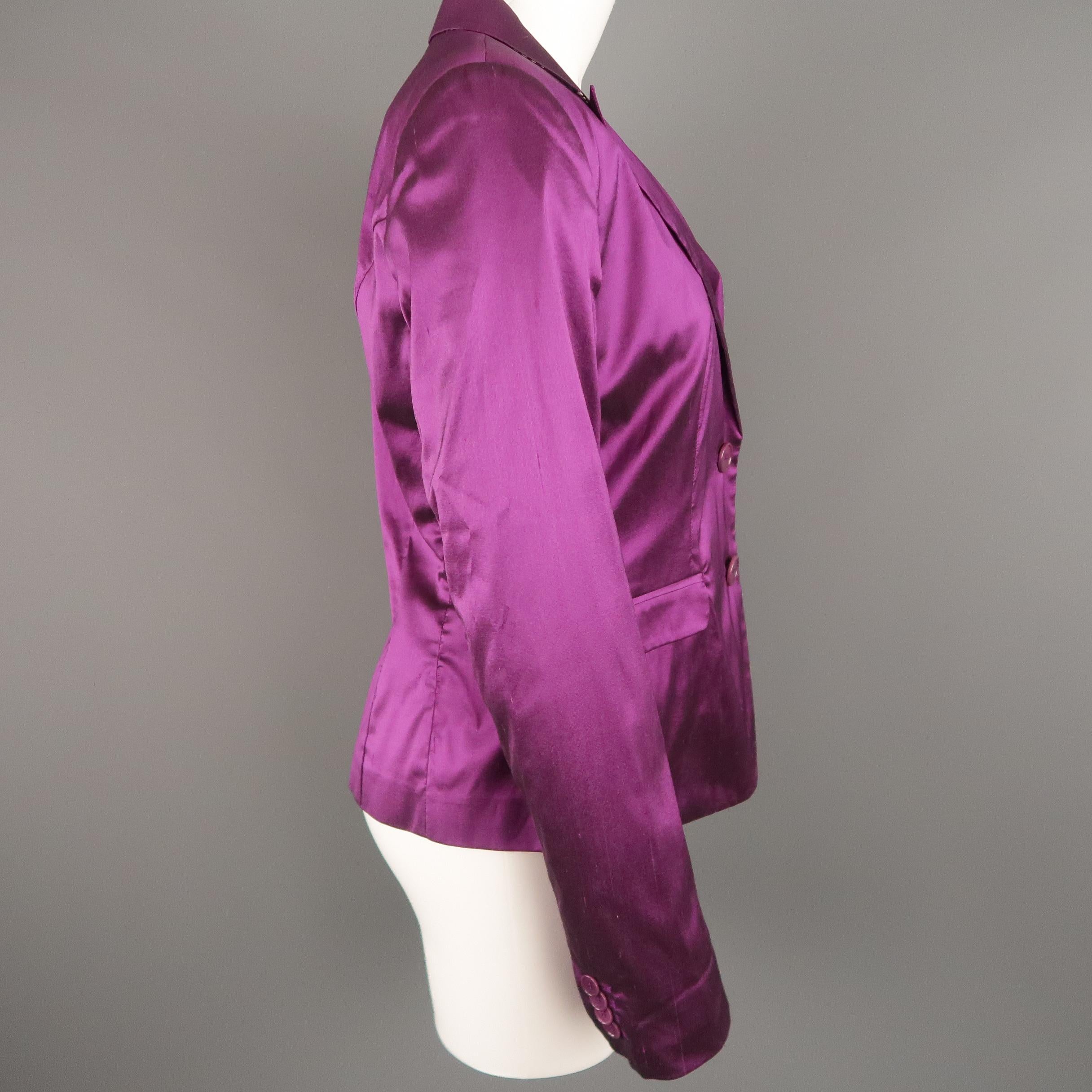 ETRO Size 10 Purple Silk Blend Textured Shantung Taffeta Blazer In Excellent Condition In San Francisco, CA