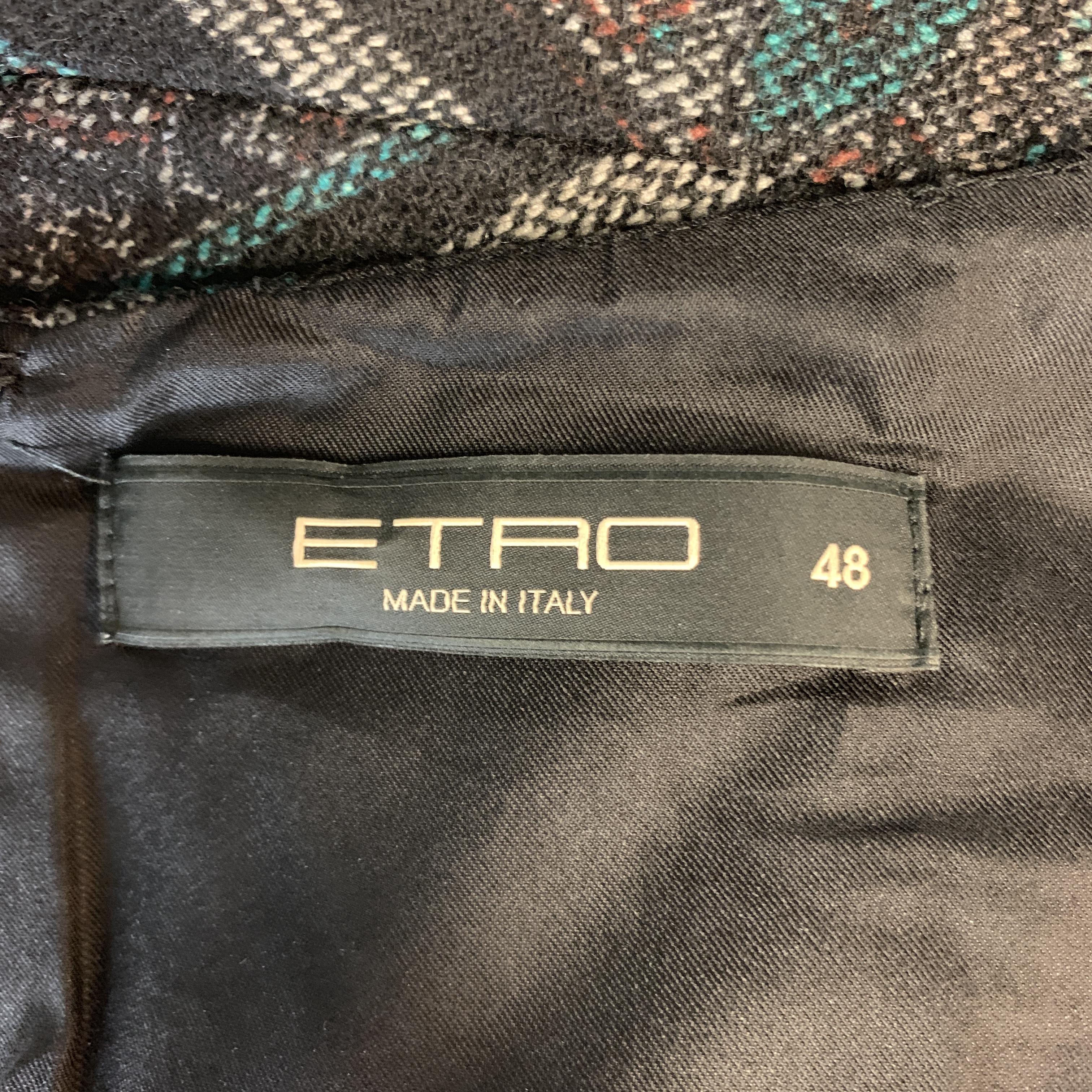 ETRO Size 12 Grey Printed Wool Blend Sleeveless Drape Shift Dress 3