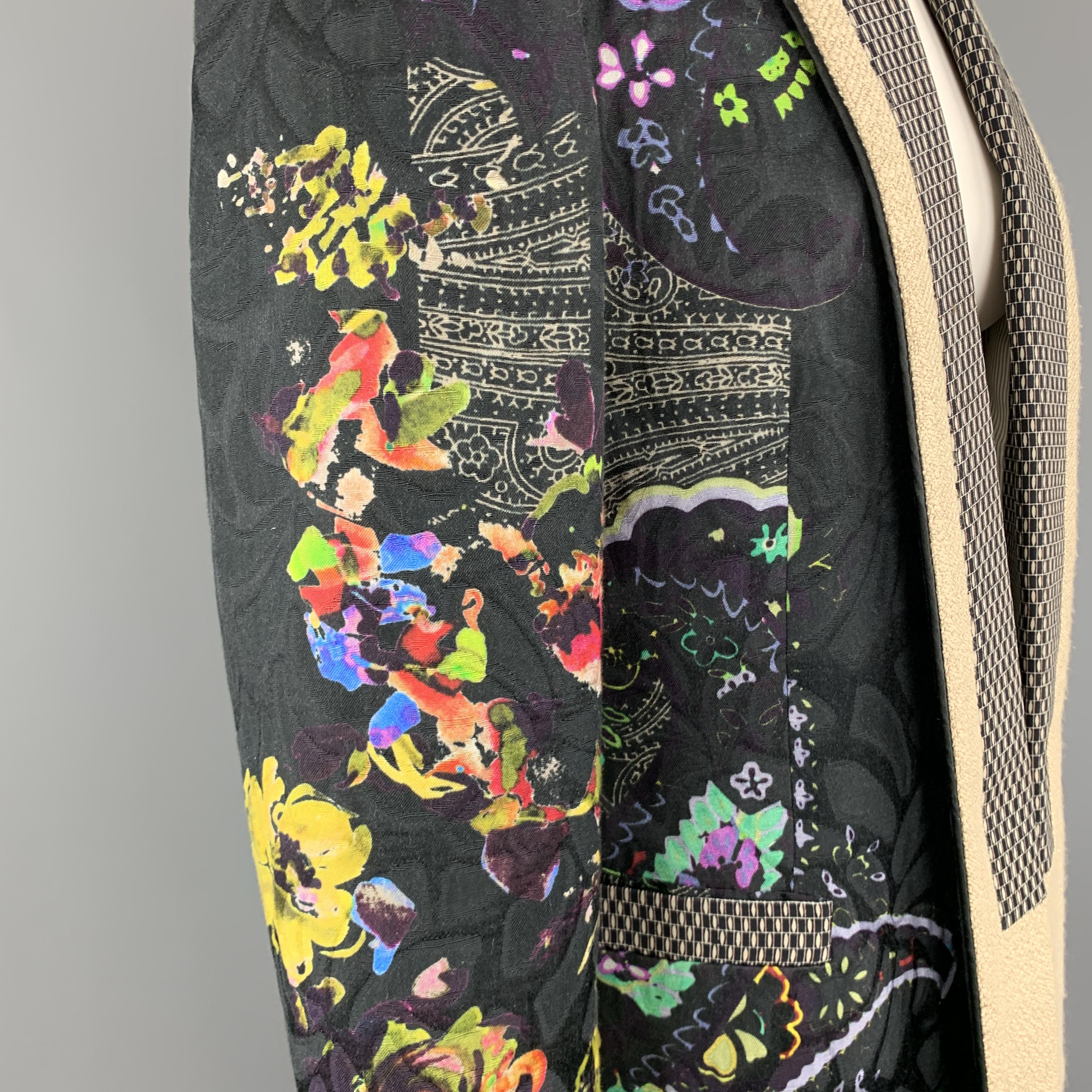 ETRO Size 12 Multi-Color Floral Shaw Collar Jacket In Excellent Condition In San Francisco, CA