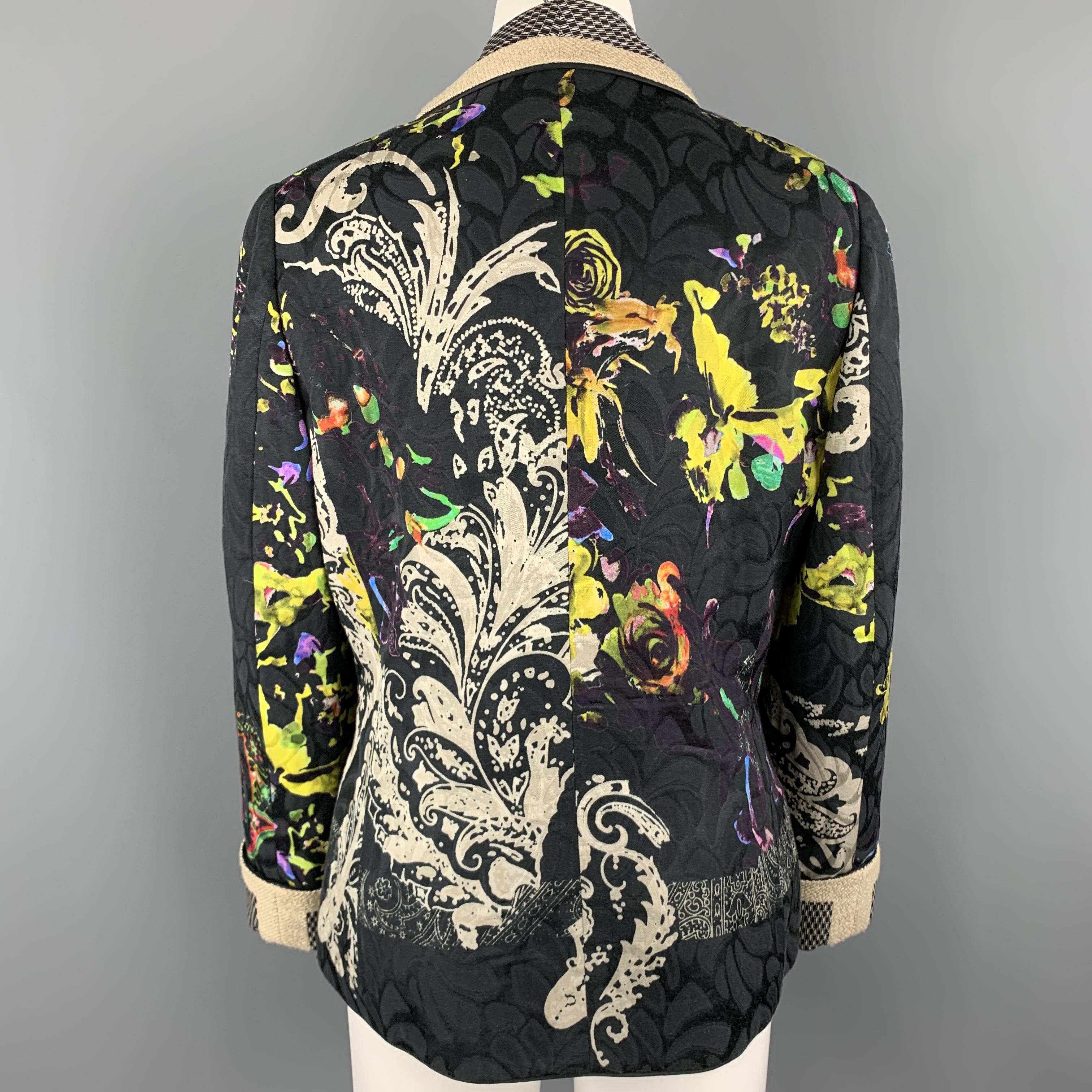 Women's ETRO Size 12 Multi-Color Floral Shaw Collar Jacket