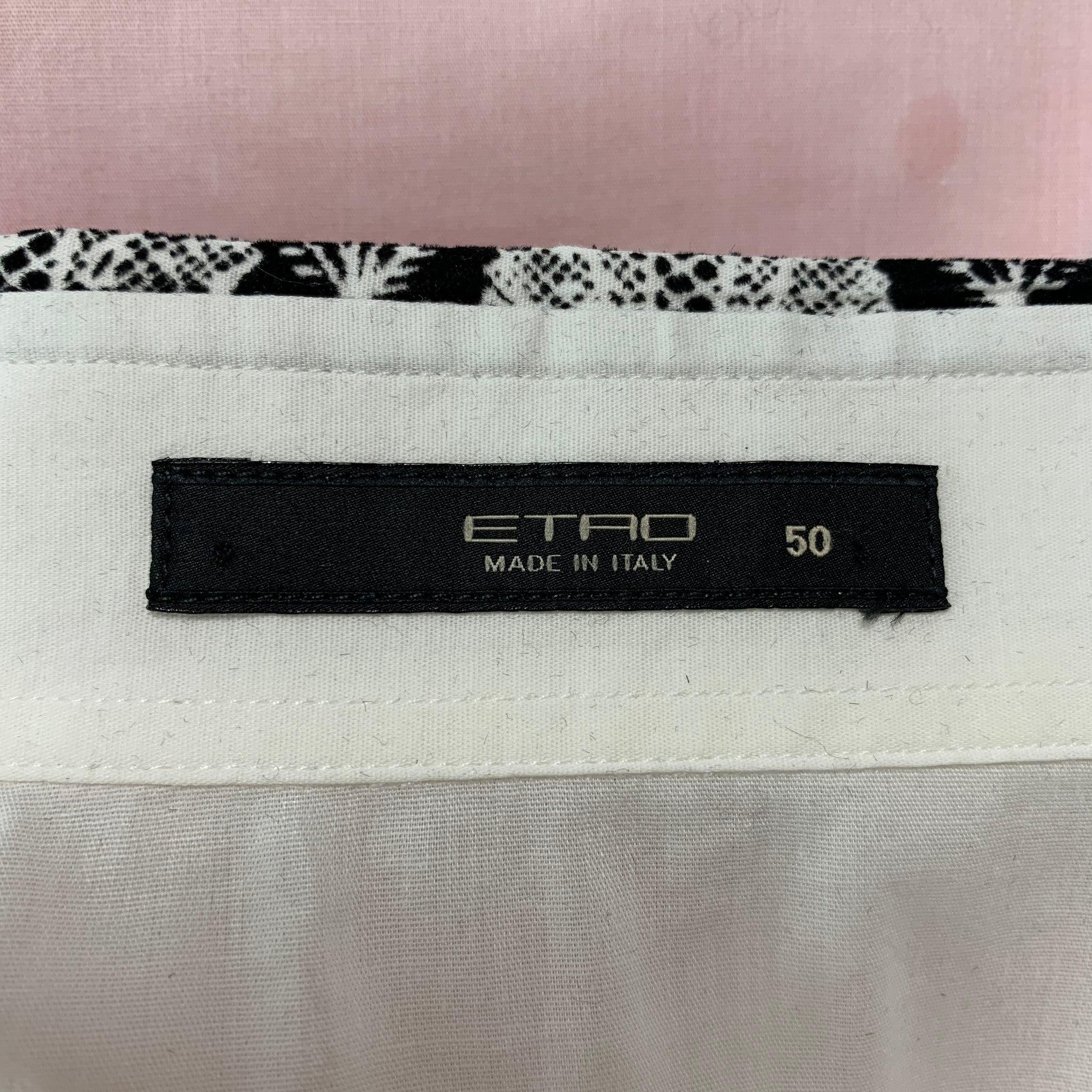 ETRO Size 14 White Black Cotton &  Elastane Print Shirt For Sale 1