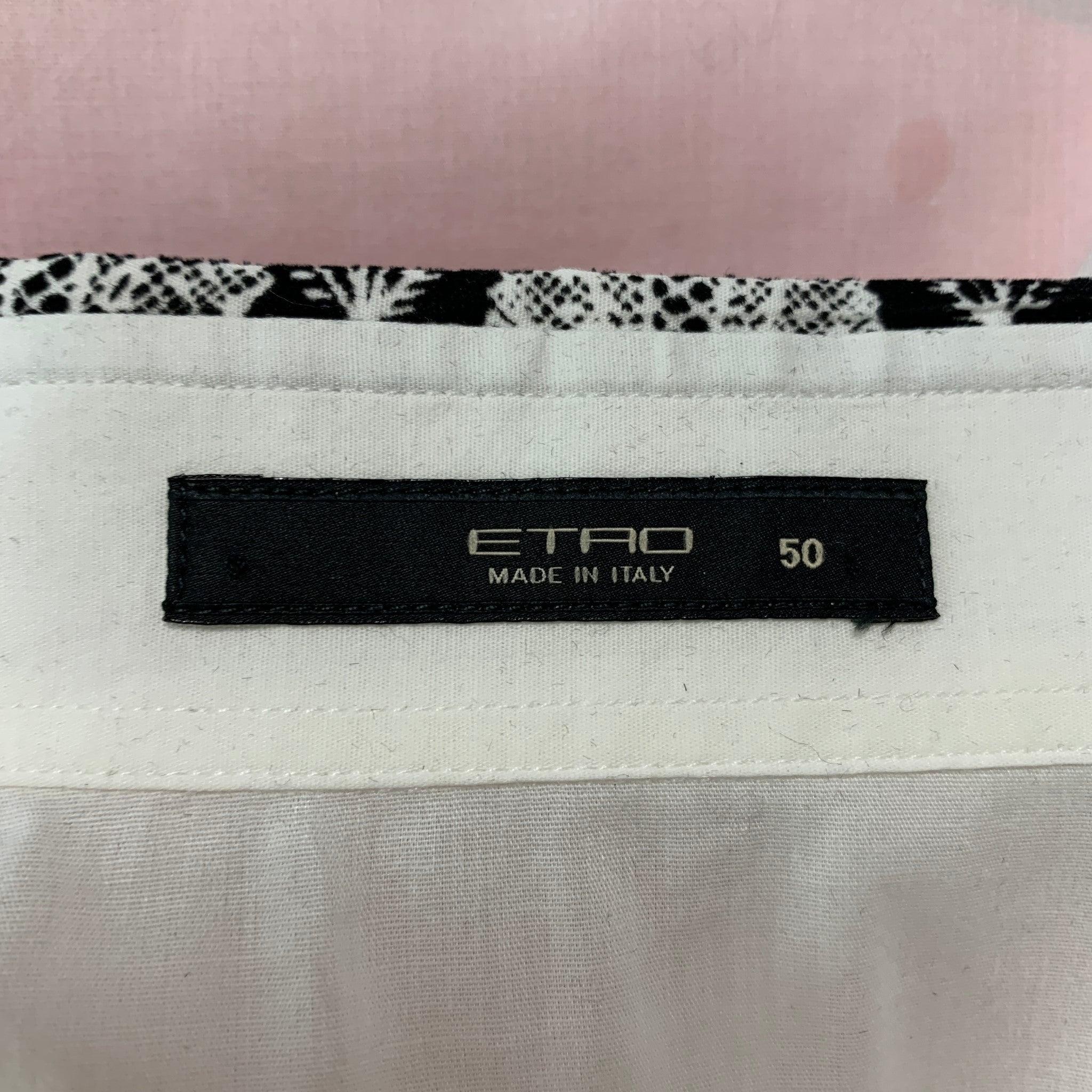 ETRO Size 14 White Black Cotton &  Elastane Print Shirt For Sale 2