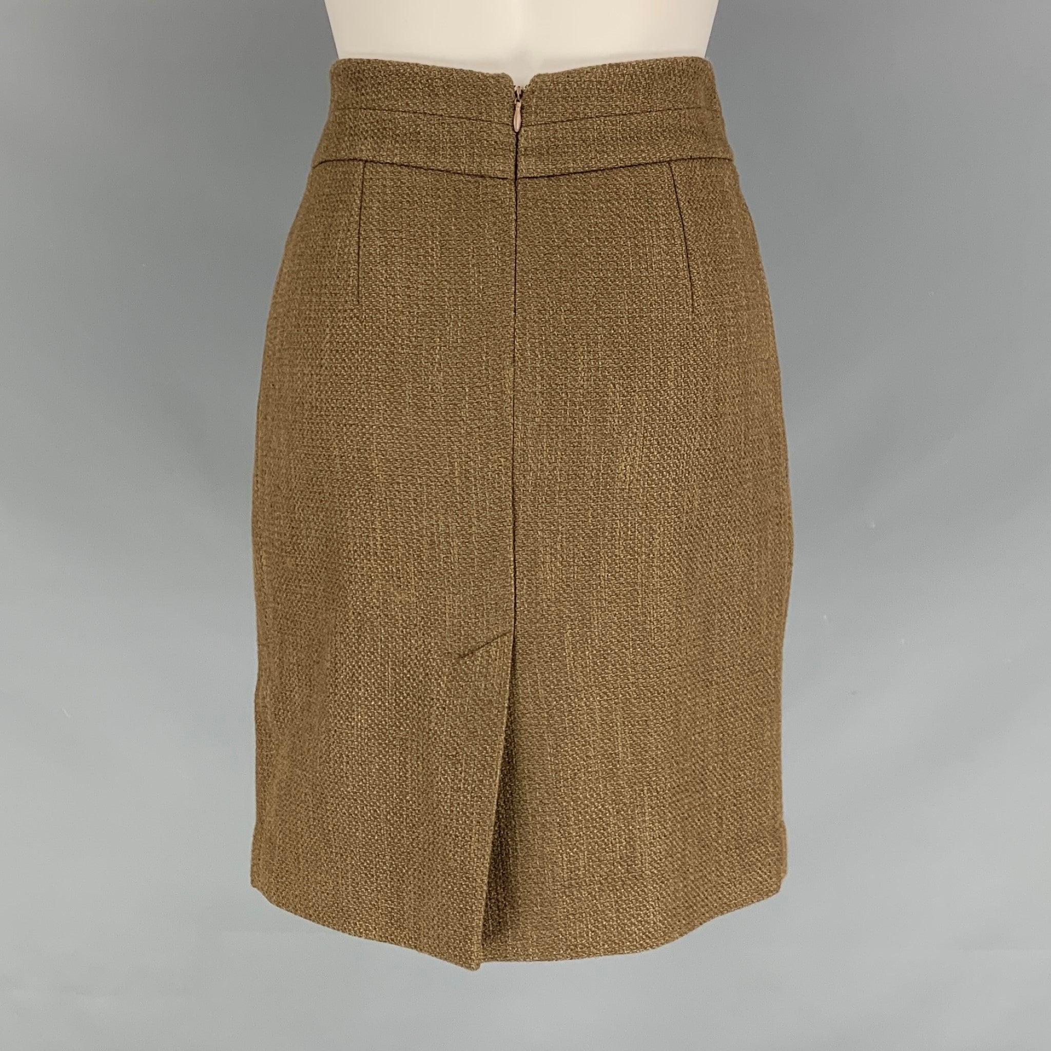 ETRO Size 2 Olive Wool Blend Pleated Skirt In Excellent Condition For Sale In San Francisco, CA