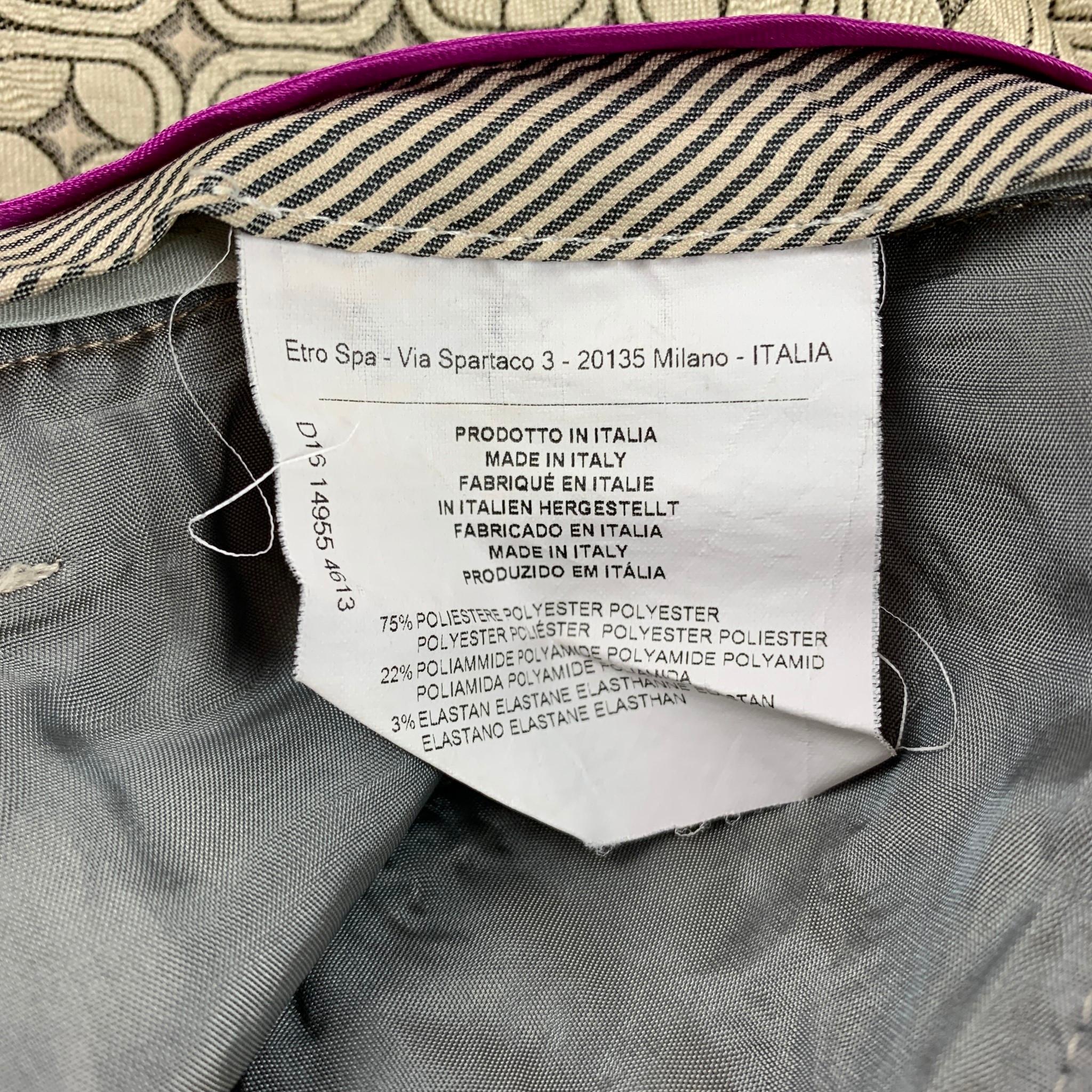 ETRO Size 2 Taupe & Beige Jacquard Polyester Blend Dress Pants In Good Condition In San Francisco, CA
