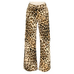 ETRO Size 25 Beige Brown Cotton Elastane Animal Print Jean Cut Casual Pants