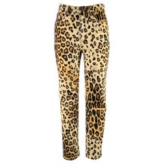 ETRO Size 27 Tan Black Cotton / Elastane Leopard Zip Fly Jeans