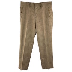 ETRO Size 32 Brown Herringbone Cotton / Wool Zip Fly Dress Pants