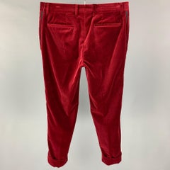 ETRO Size 32 Burgundy Black Velvet Cotton Slim Fit Tuxedo Dress Pants