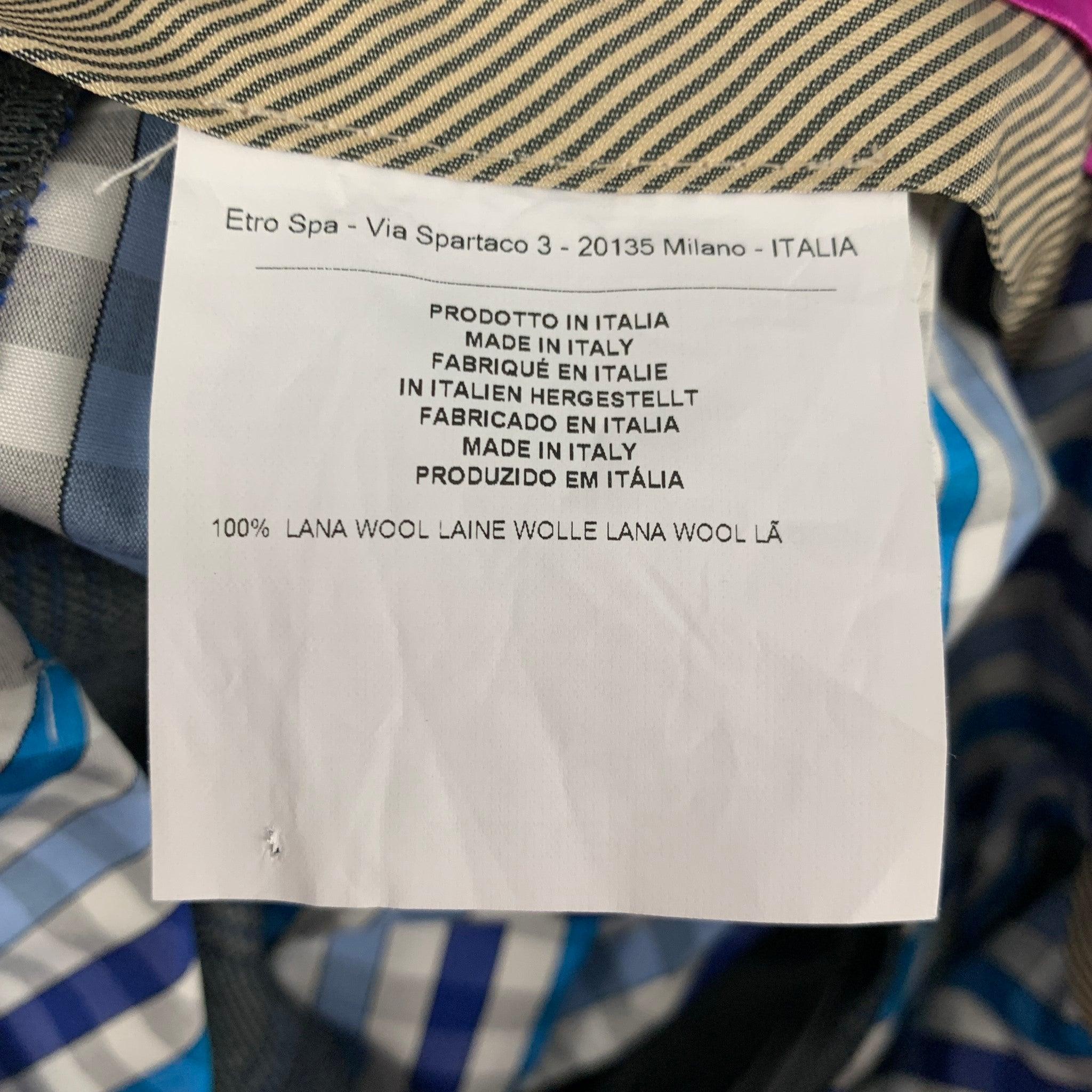 Men's ETRO Size 32 Grey Blue Plaid Wool Dress Pants For Sale