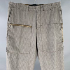 ETRO Talla 32 Gris Topo Rayas Poliéster Algodón Bolsillos Cremallera Pantalones Casual