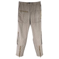 ETRO Talla 32 Gris Topo Rayas Poliéster Algodón Bolsillos Cremallera Pantalones Casual