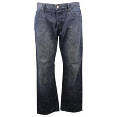ETRO Size 32 Indigo Paisley Denim Button Fly Jeans