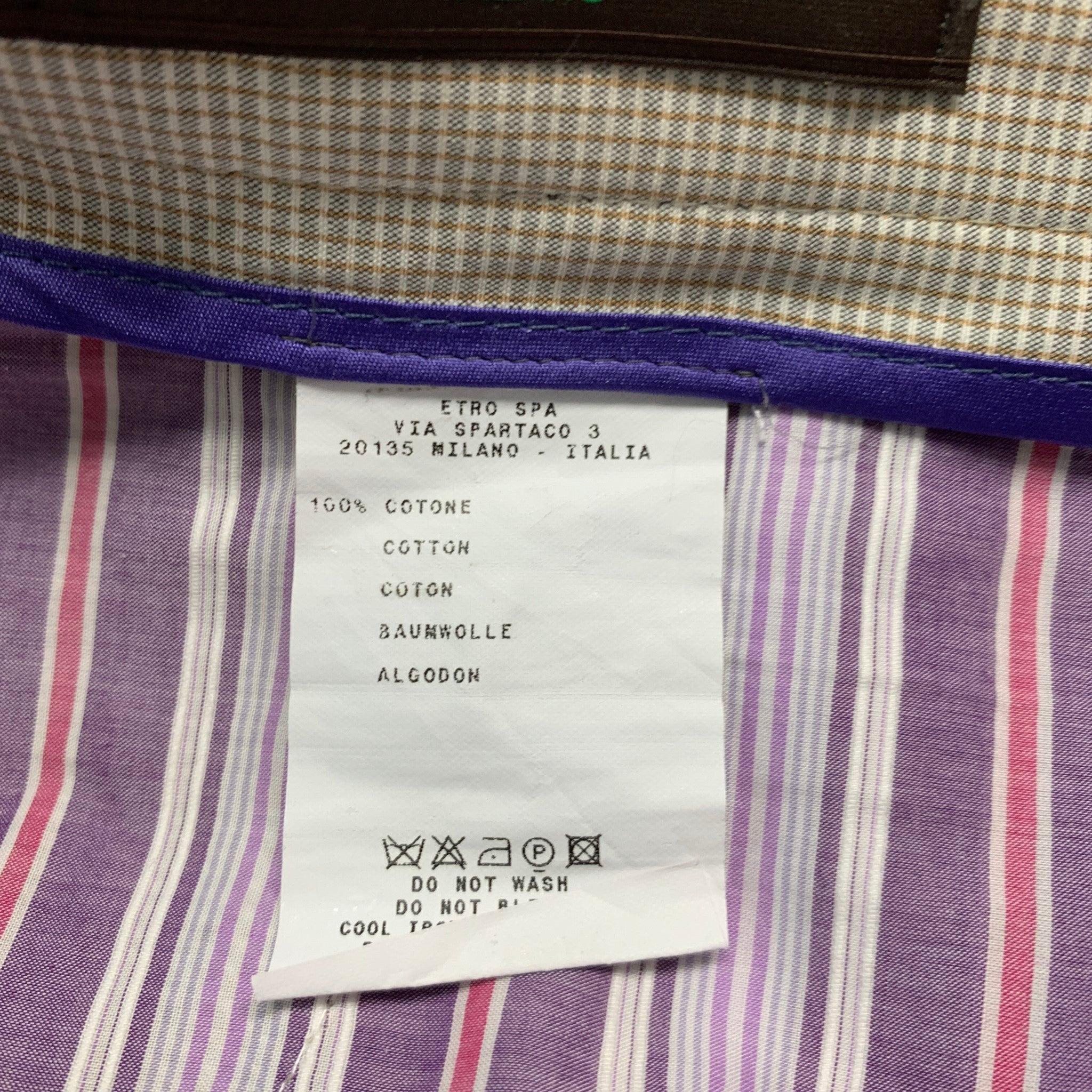ETRO Size 32 Khaki Window Pane Cotton Shorts For Sale 1