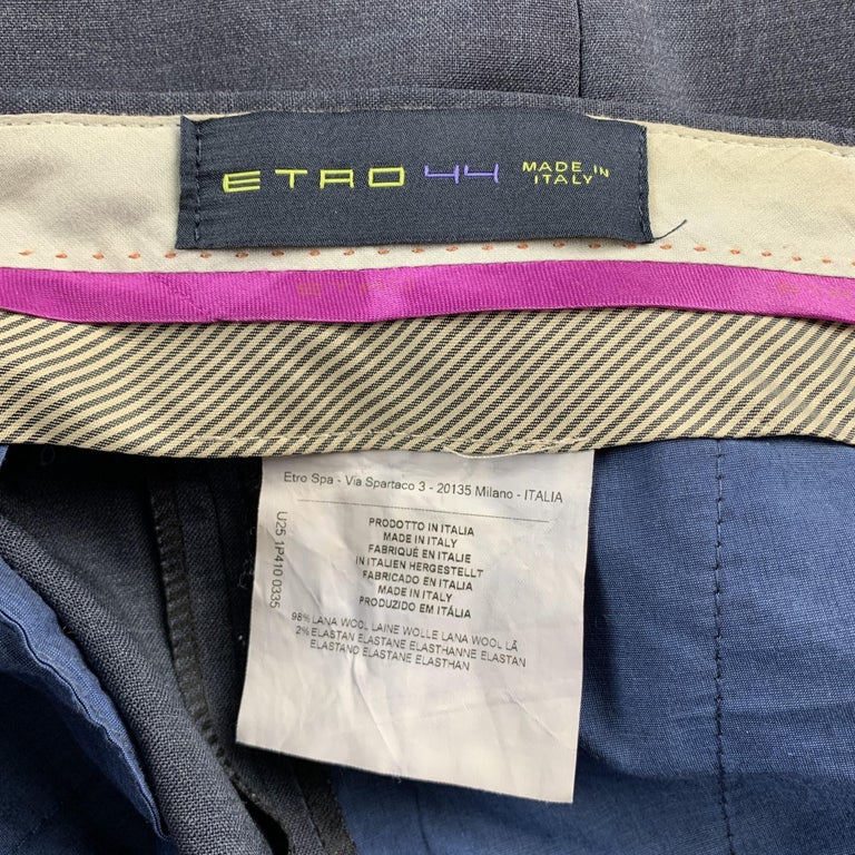 ETRO Size 34 Dark Gray Paisley Wool Notch Lapel 3 Piece Suit at 1stDibs