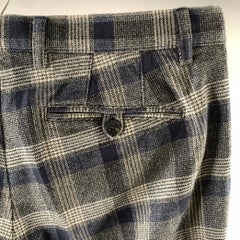 ETRO Size 34 Navy Grey Tartan Cotton Straight Casual Pants