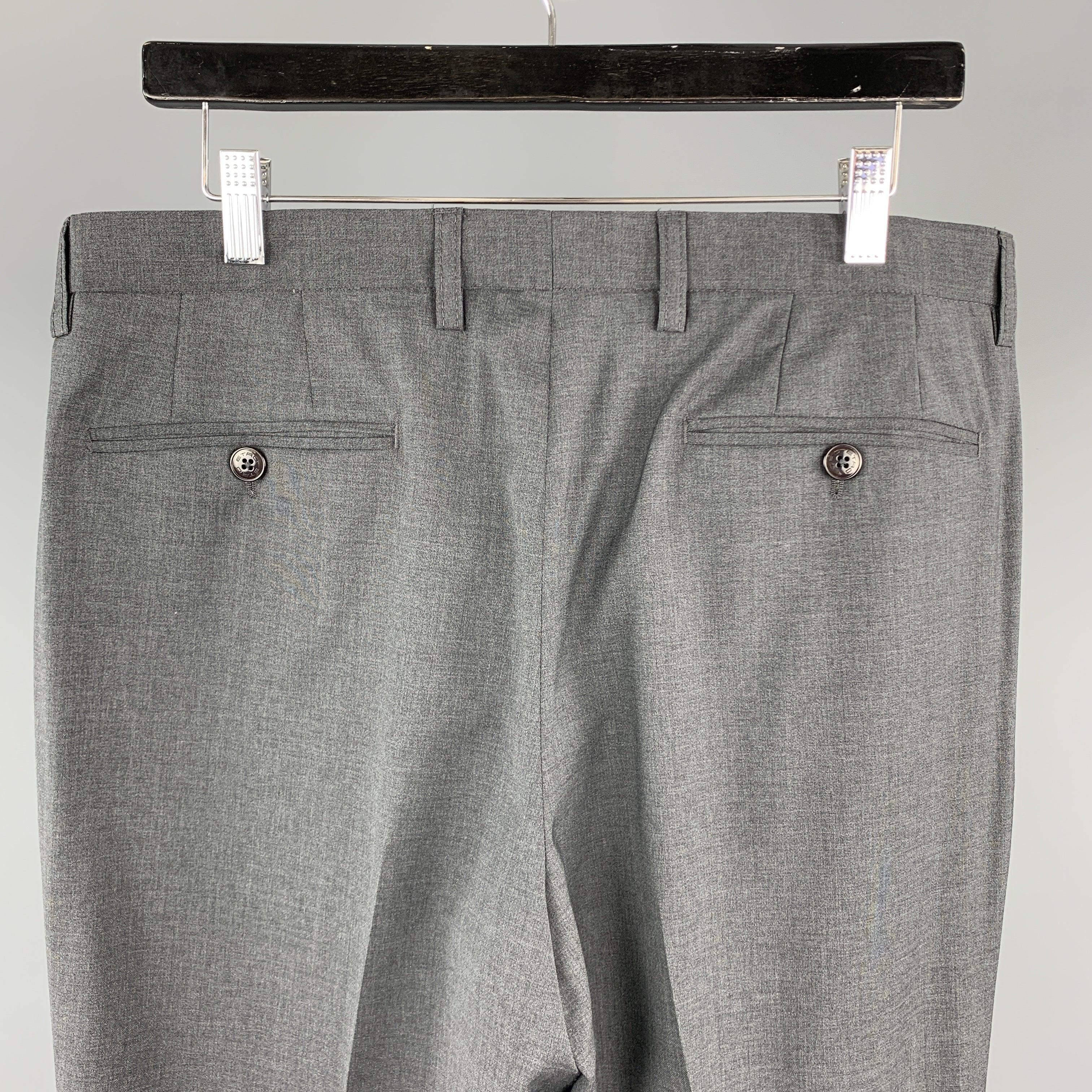 Men's ETRO Size 34 x 35 Dark Gray Lana Wool Dress Pants For Sale