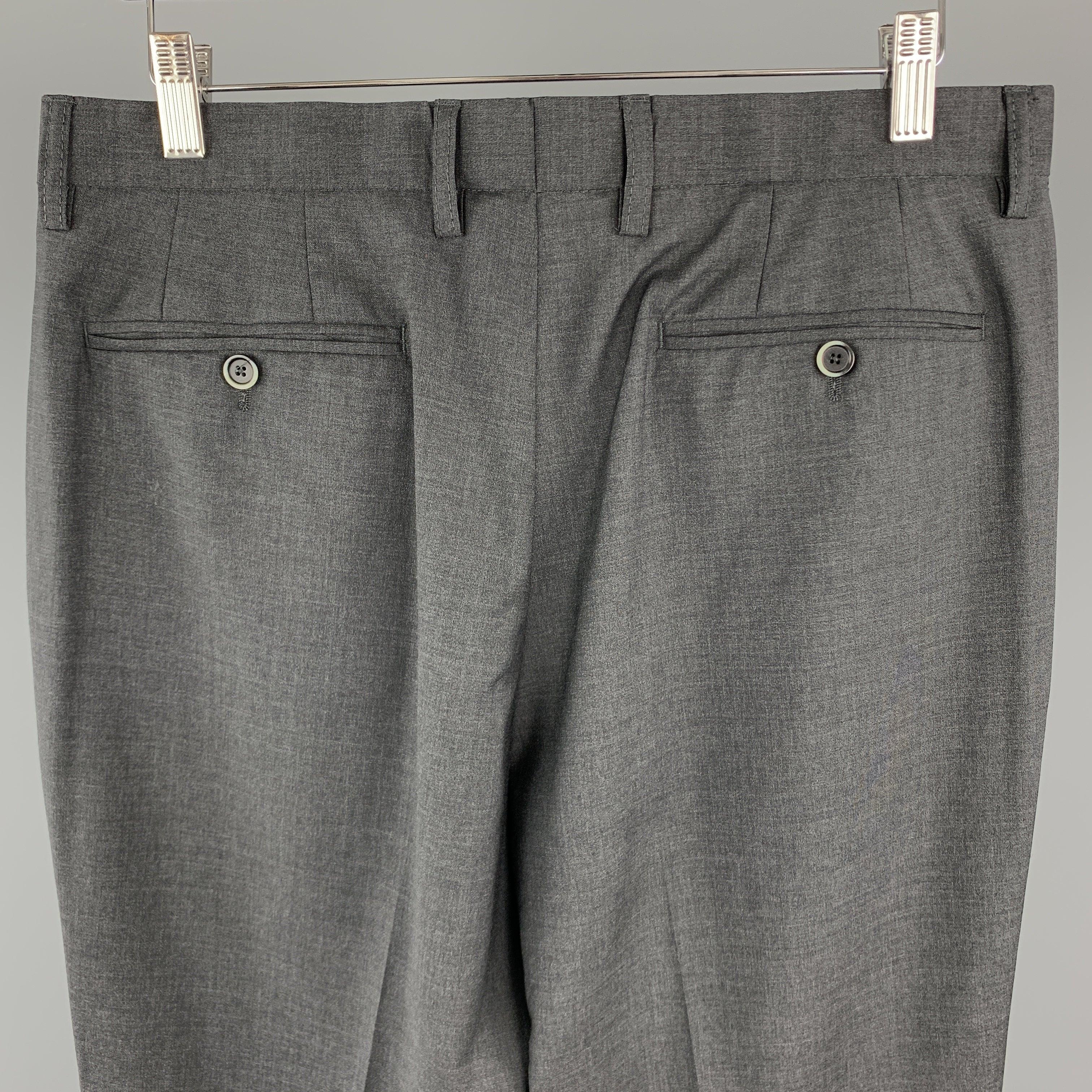 Men's ETRO Size 34 x 35 Dark Gray Lana Wool Dress Pants For Sale