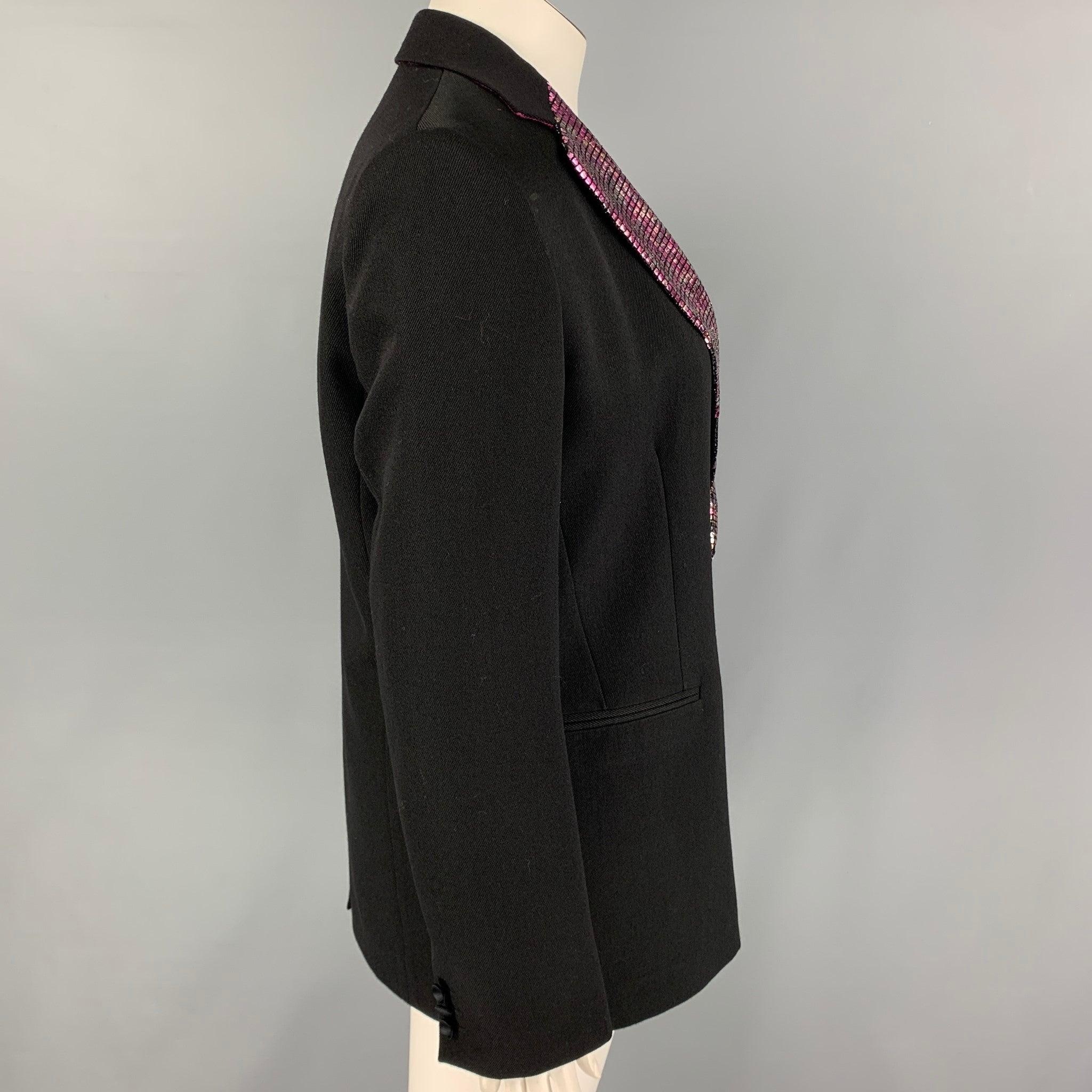 ETRO Size 36 Black Metallic Wool Notch Lapel Jacket In Good Condition For Sale In San Francisco, CA
