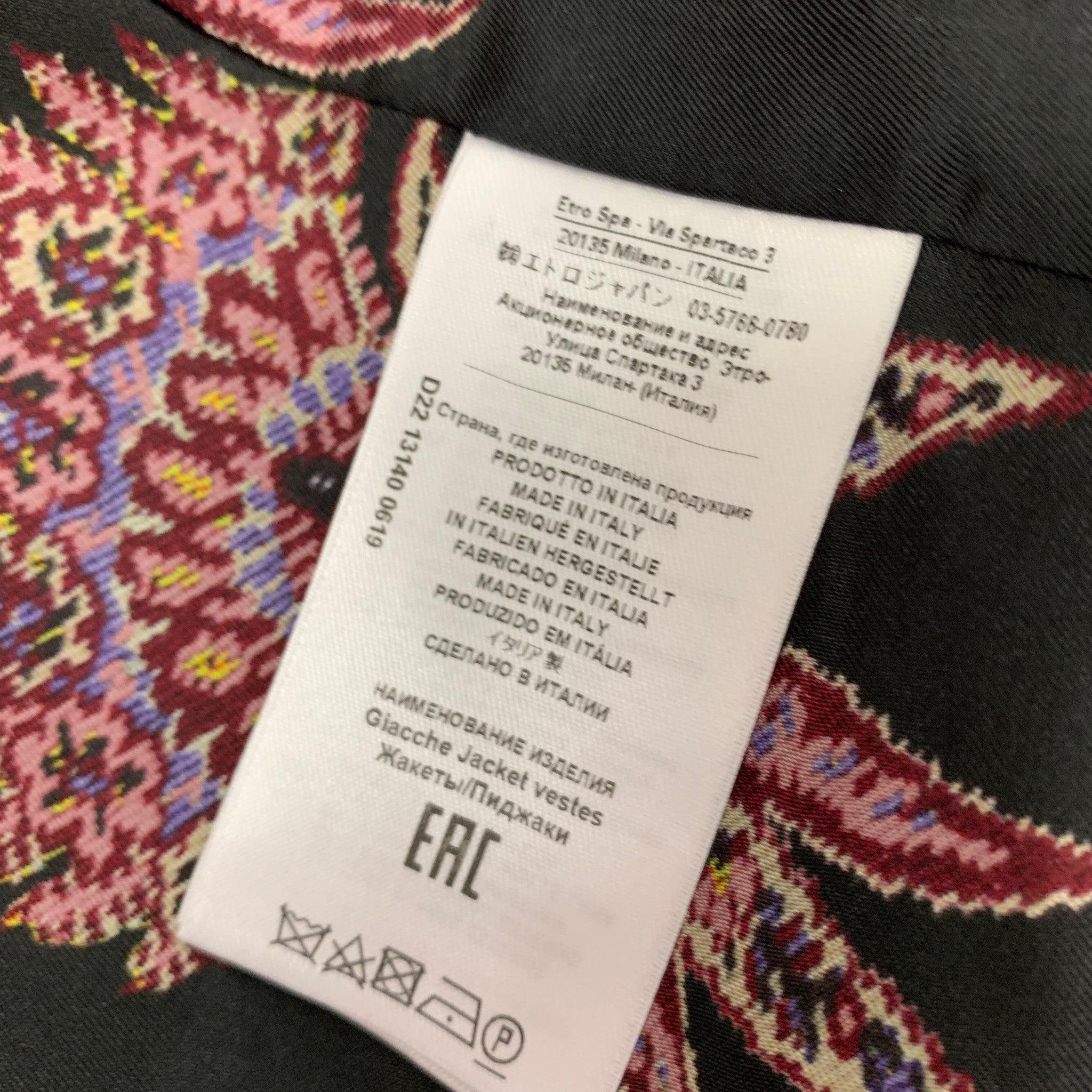 ETRO Size 36 Black Metallic Wool Notch Lapel Jacket For Sale 3