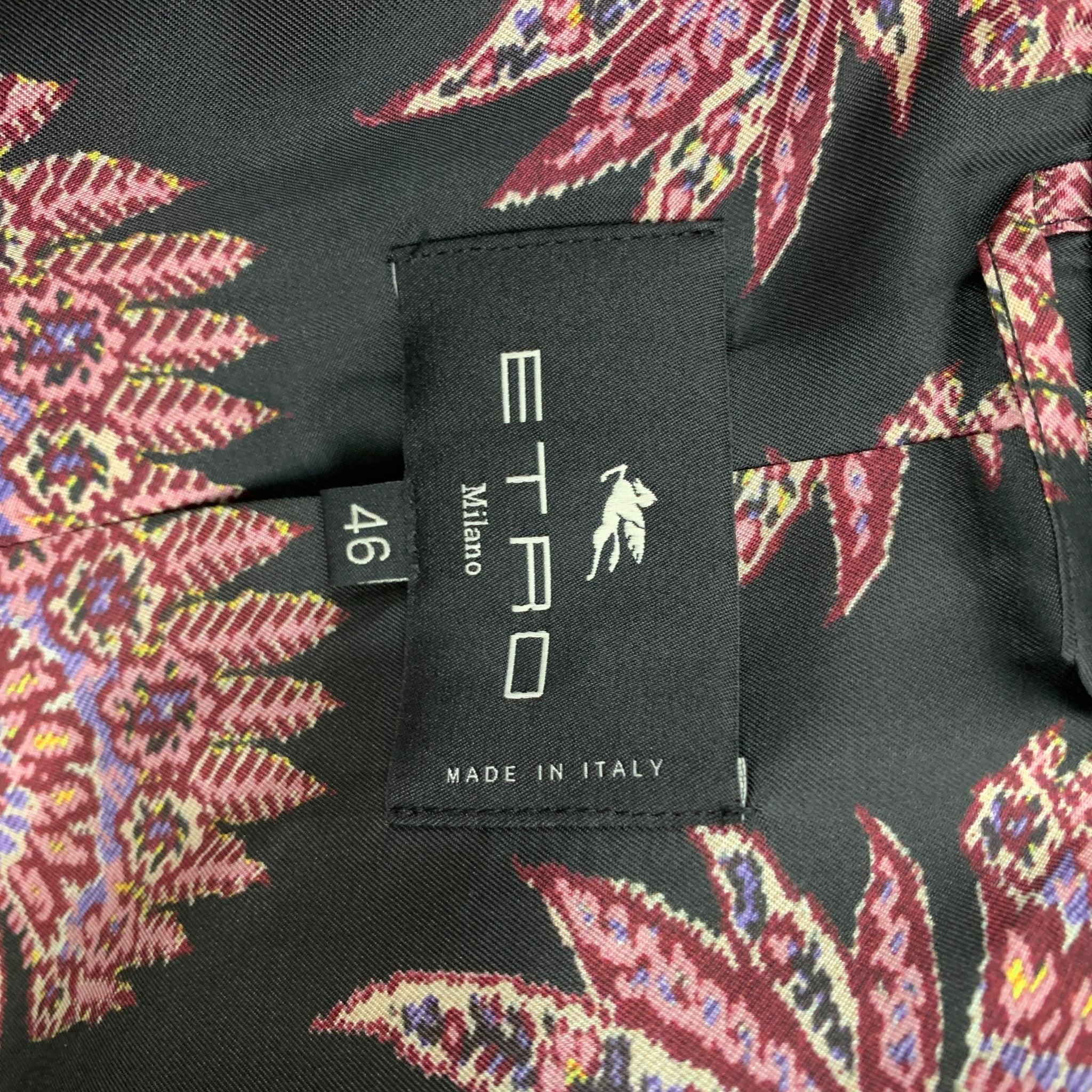 ETRO Size 36 Black Metallic Wool Notch Lapel Jacket For Sale 5