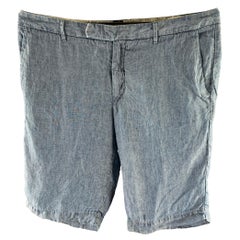 ETRO Taille 36 Short en lin Chambray bleu