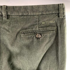 ETRO Taille 36 Pantalon décontracté à fermeture éclair en coton mélangé vert forêt