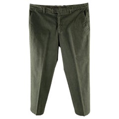 ETRO Taille 36 Pantalon décontracté à fermeture éclair en coton mélangé vert forêt