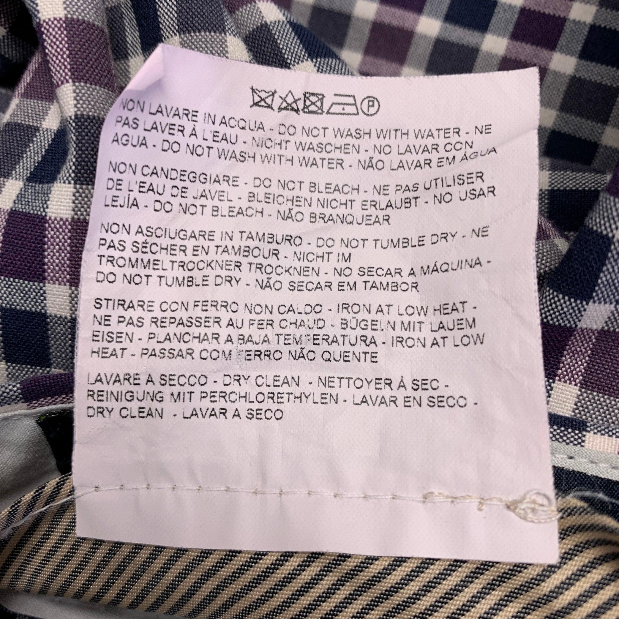 Men's ETRO Size 36 Purple Navy White Checkered Cotton Blend Zip Fly Dress Pants For Sale