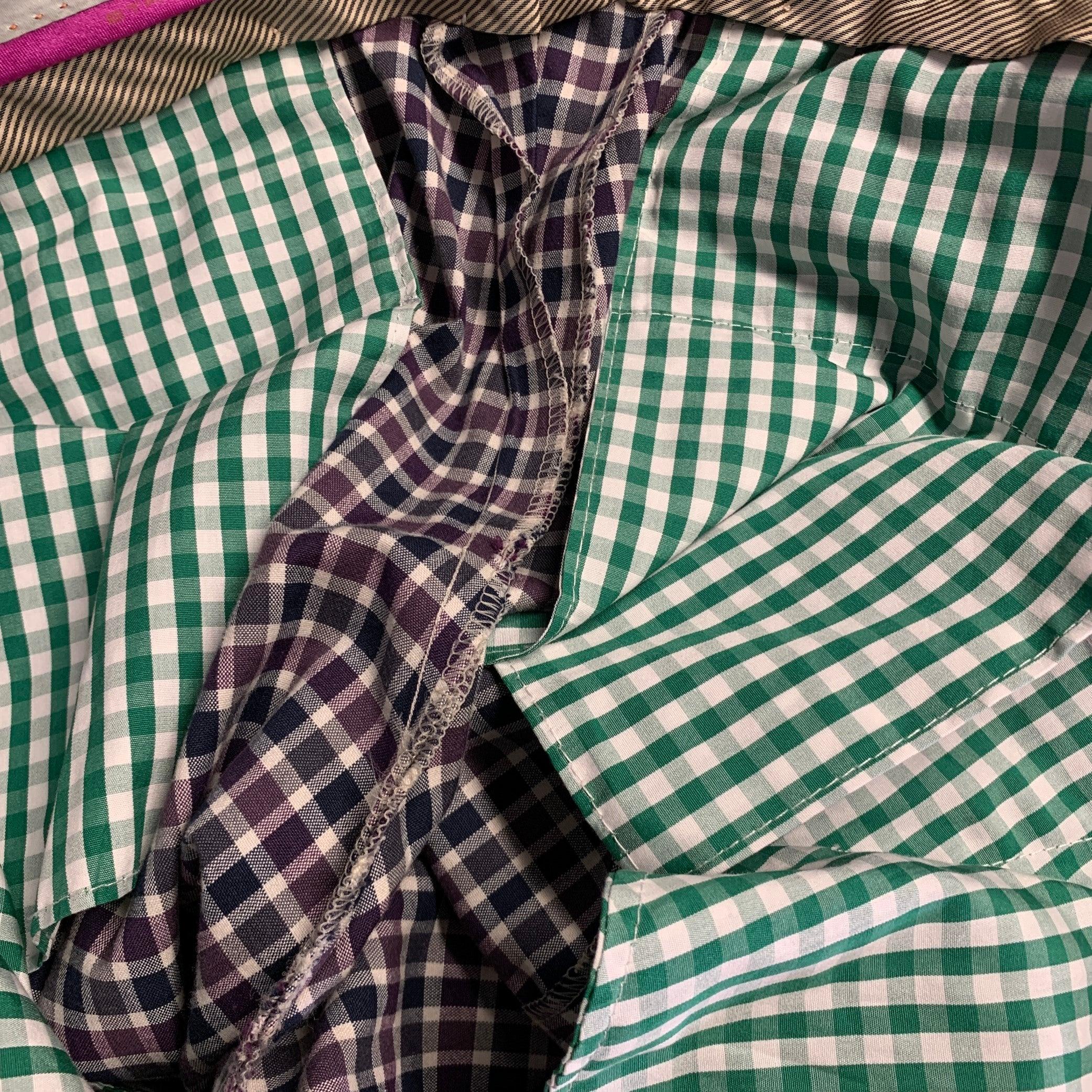 ETRO Size 36 Purple Navy White Checkered Cotton Blend Zip Fly Dress Pants For Sale 1