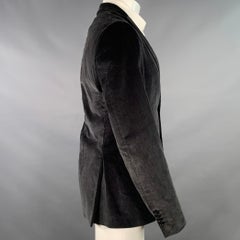 ETRO Taglia 38 Cappotto sportivo a coste nero in misto cotone con risvolto a tacca