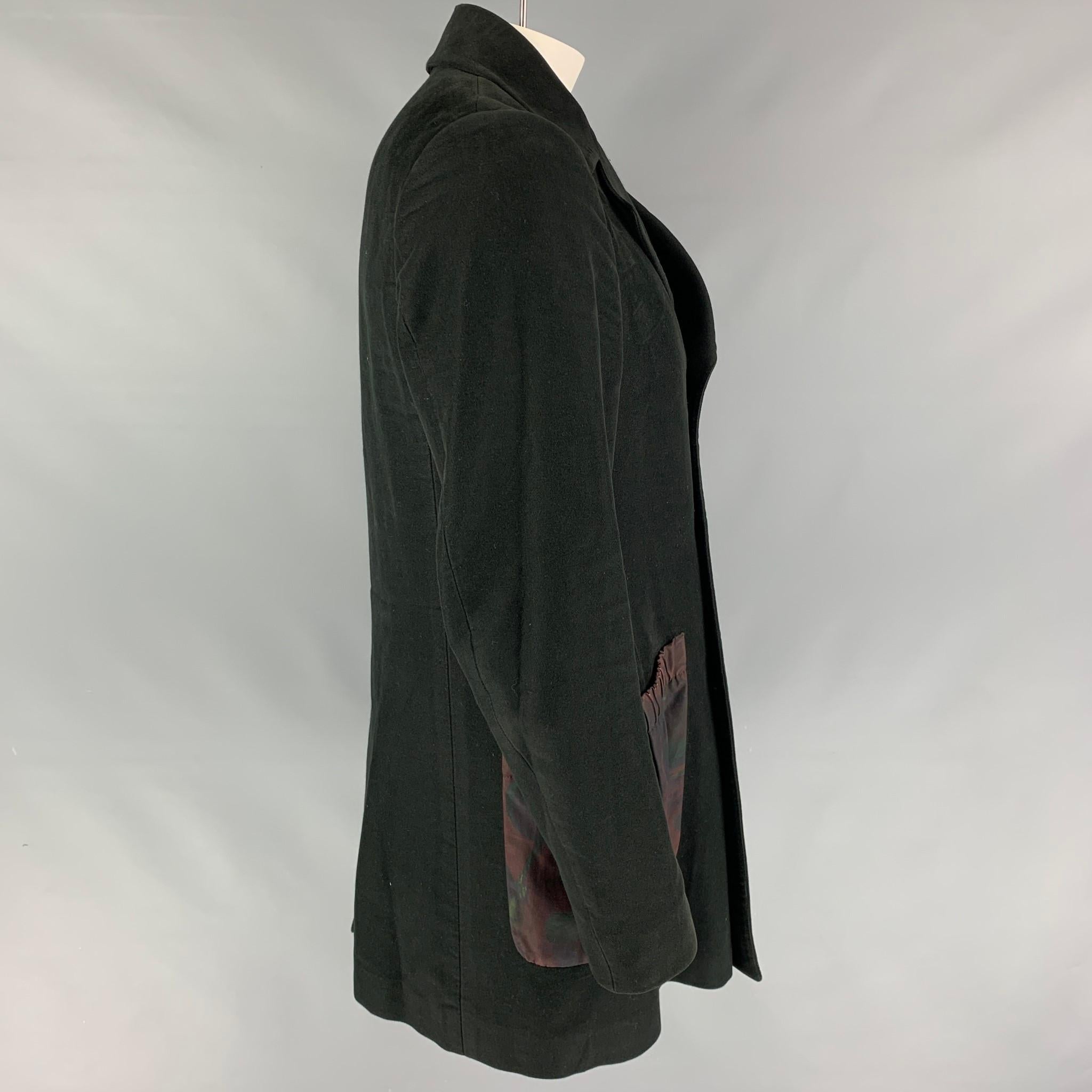 ETRO Size 38 Black Elastic Pockets Double Breasted Coat In Good Condition In San Francisco, CA