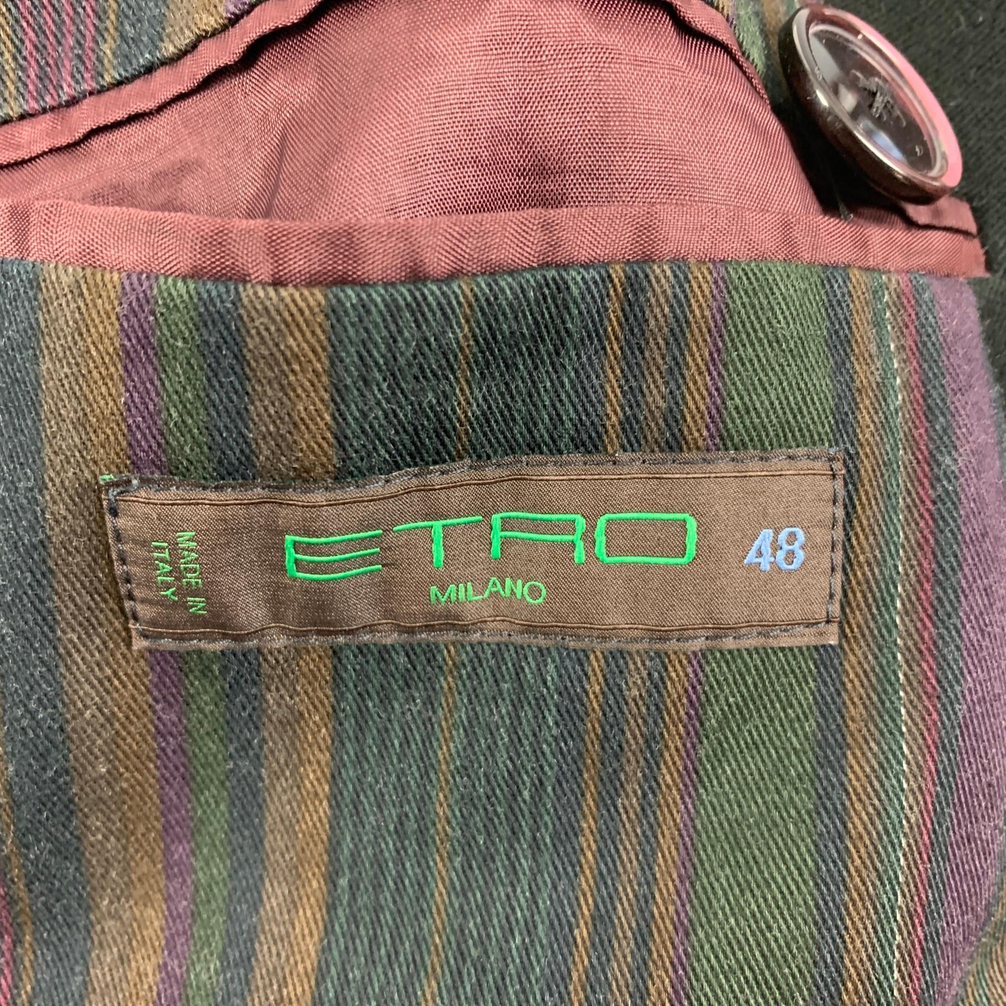 ETRO Size 38 Black Elastic Pockets Double Breasted Coat 1