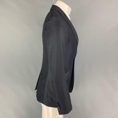 ETRO Size 38 Black Navy Mixed Fabrics Wool Peak Lapel Sport Coat