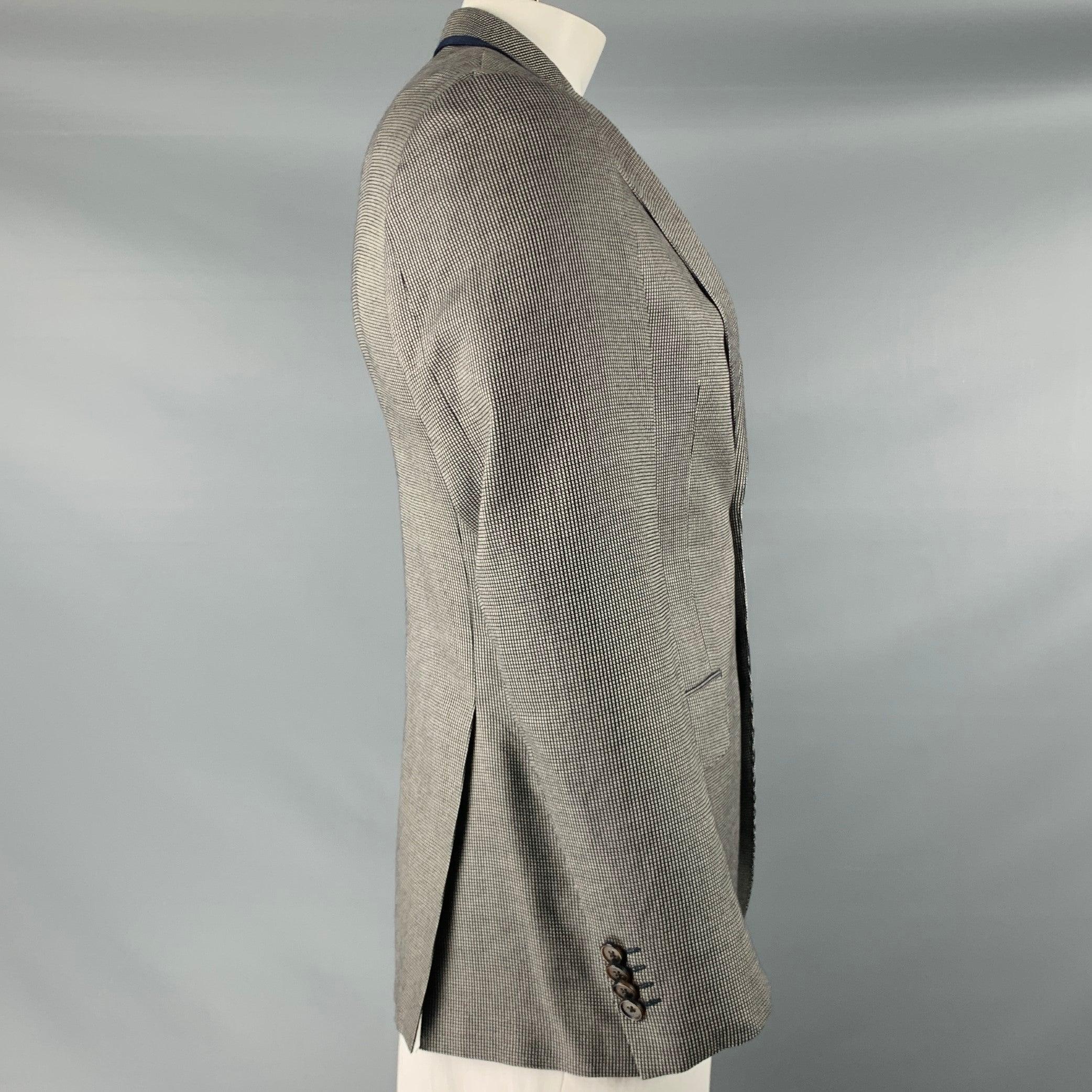 Gray ETRO Size 38 Black White Nailhead Silk Wool Notch Lapel Sport Coat For Sale