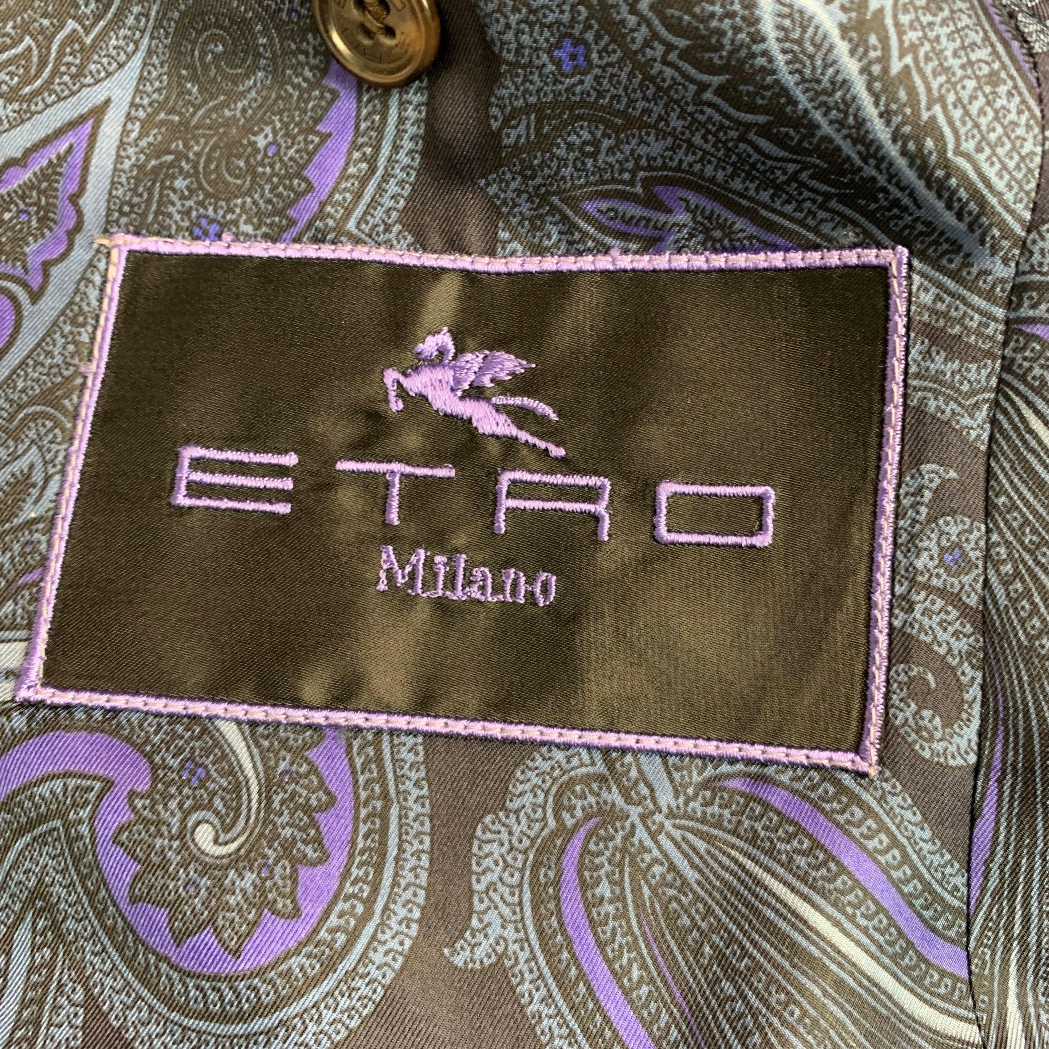 ETRO Size 38 Black White Nailhead Silk Wool Notch Lapel Sport Coat For Sale 2