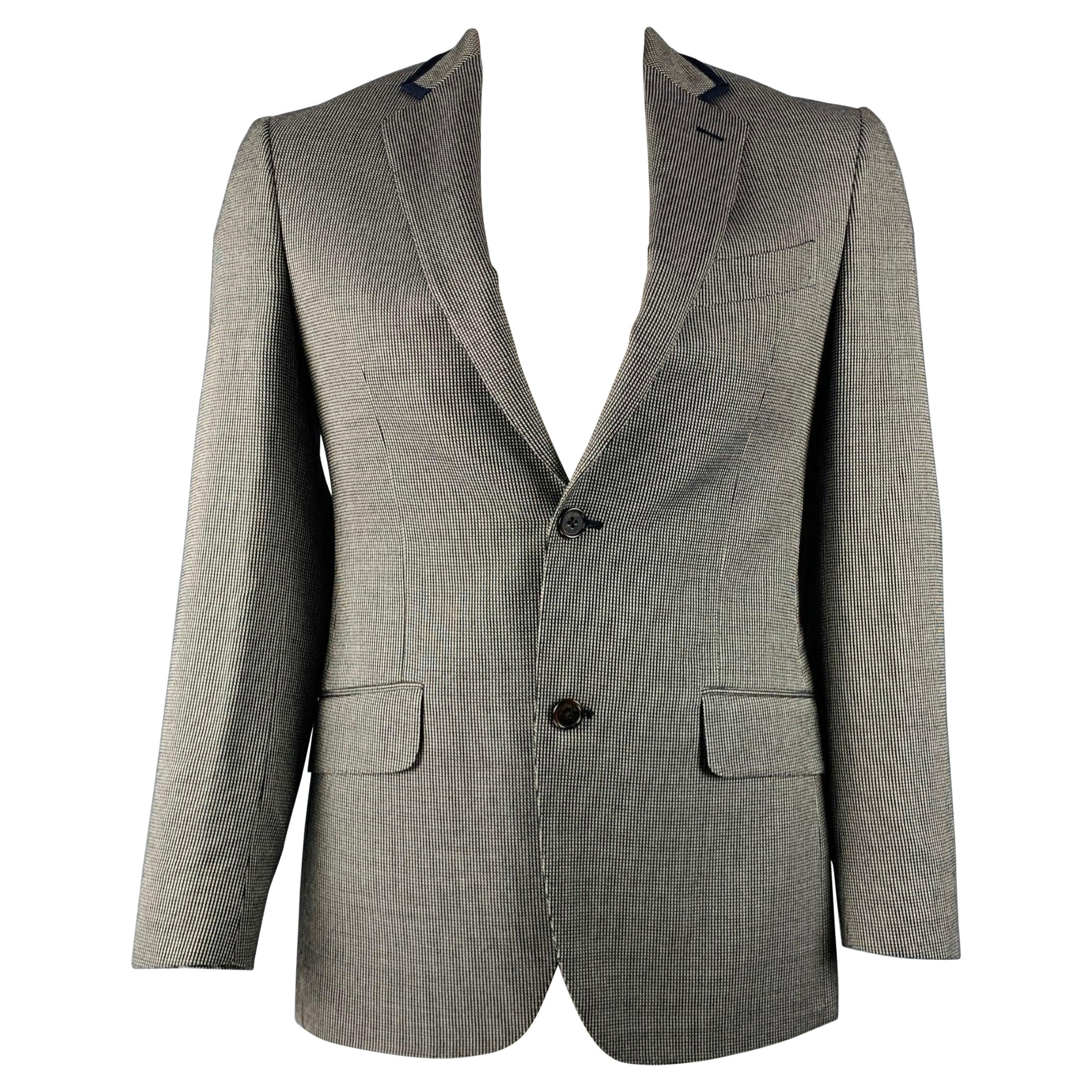 ETRO Size 38 Black White Nailhead Silk Wool Notch Lapel Sport Coat