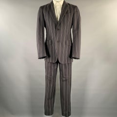 Etro taglia 38, abito in cotone gessato bianco e nero con risvolto a tacche