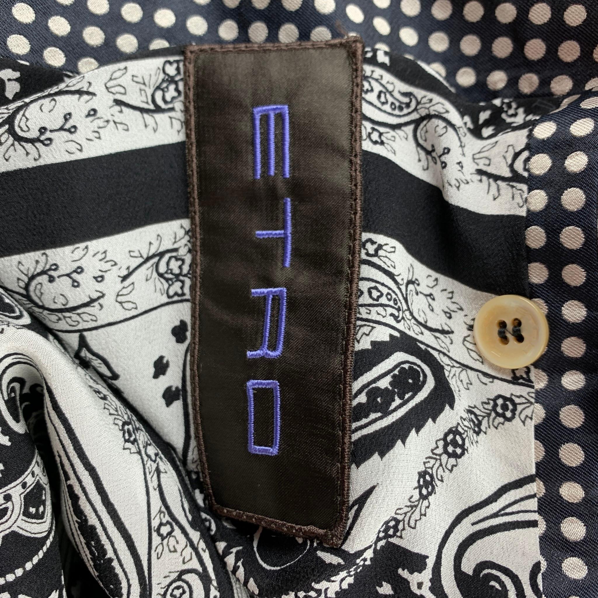 ETRO Size 38 Black & White Polka Dot Silk Notch Lapel Sport Coat 2