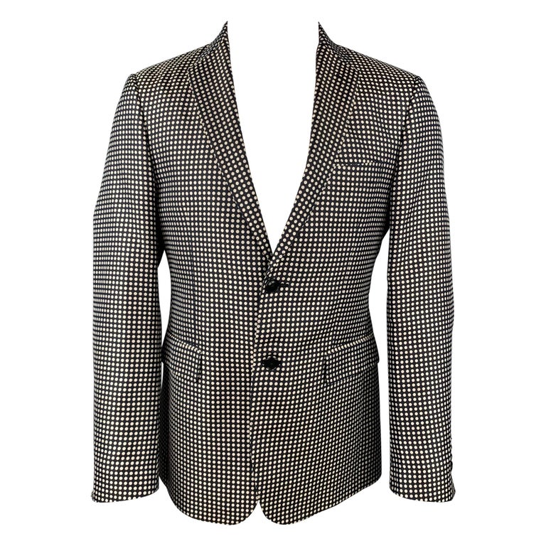 ETRO Size 38 Black and White Polka Dot Silk Notch Lapel Sport Coat For ...