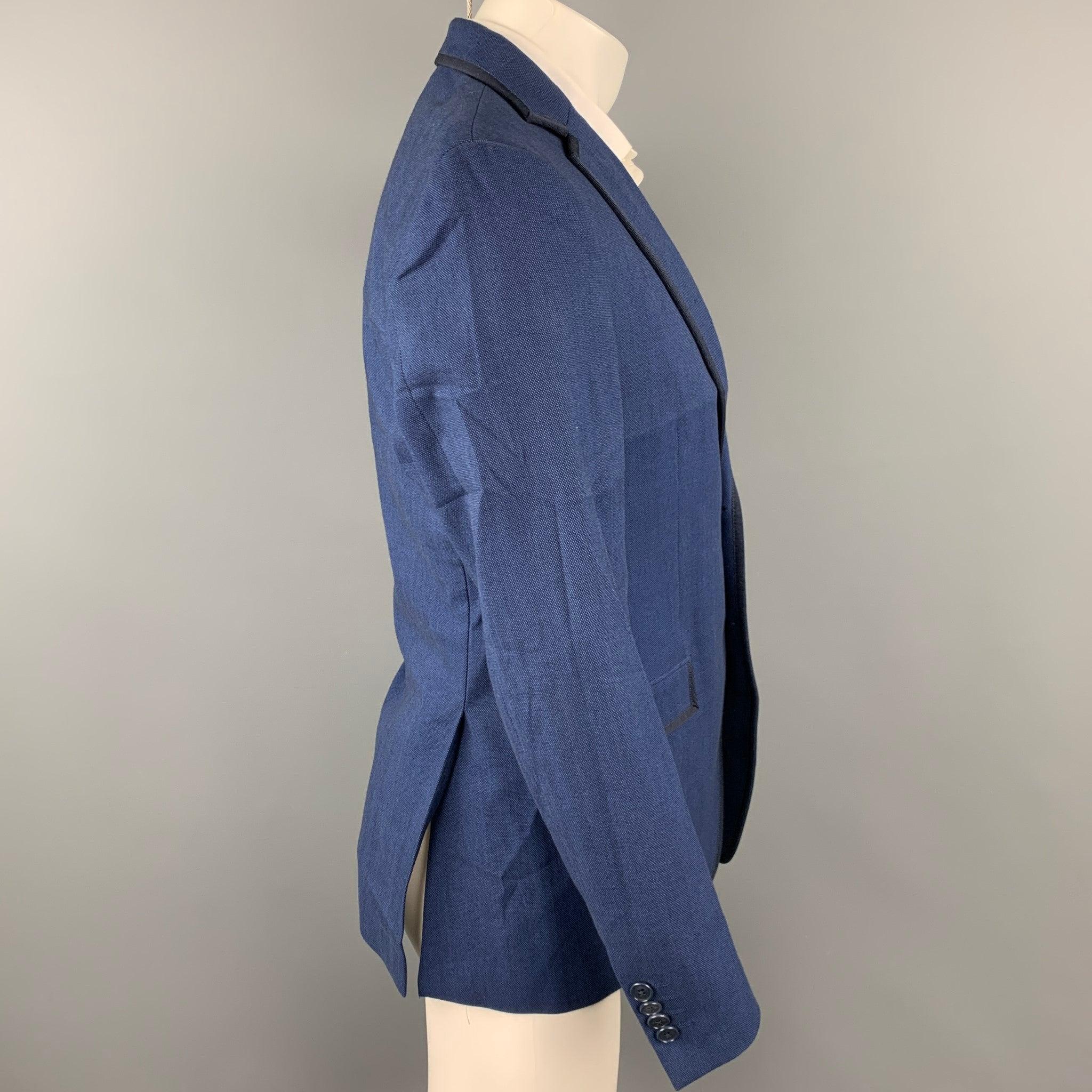 ETRO Size 38 Blue & Black Nailhead Cotton Sport Coat In Good Condition For Sale In San Francisco, CA
