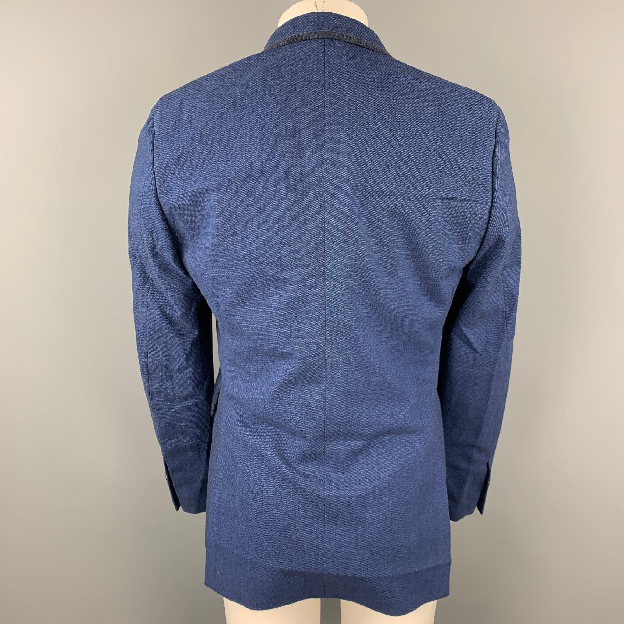 Men's ETRO Size 38 Blue & Black Nailhead Cotton Sport Coat For Sale