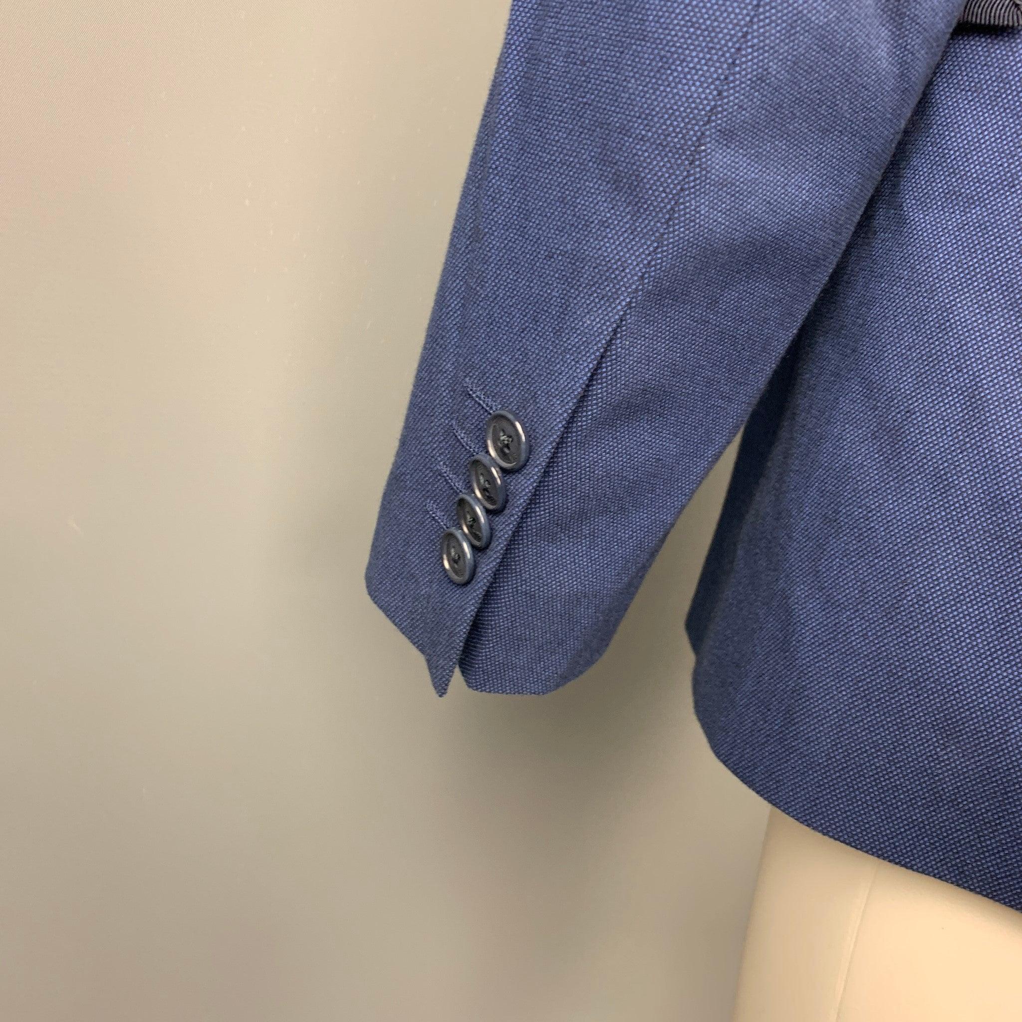 ETRO Size 38 Blue & Black Nailhead Cotton Sport Coat For Sale 1