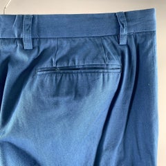 Etro taglia 38 Pantaloni casual in twill di cotone blu con la parte anteriore piatta