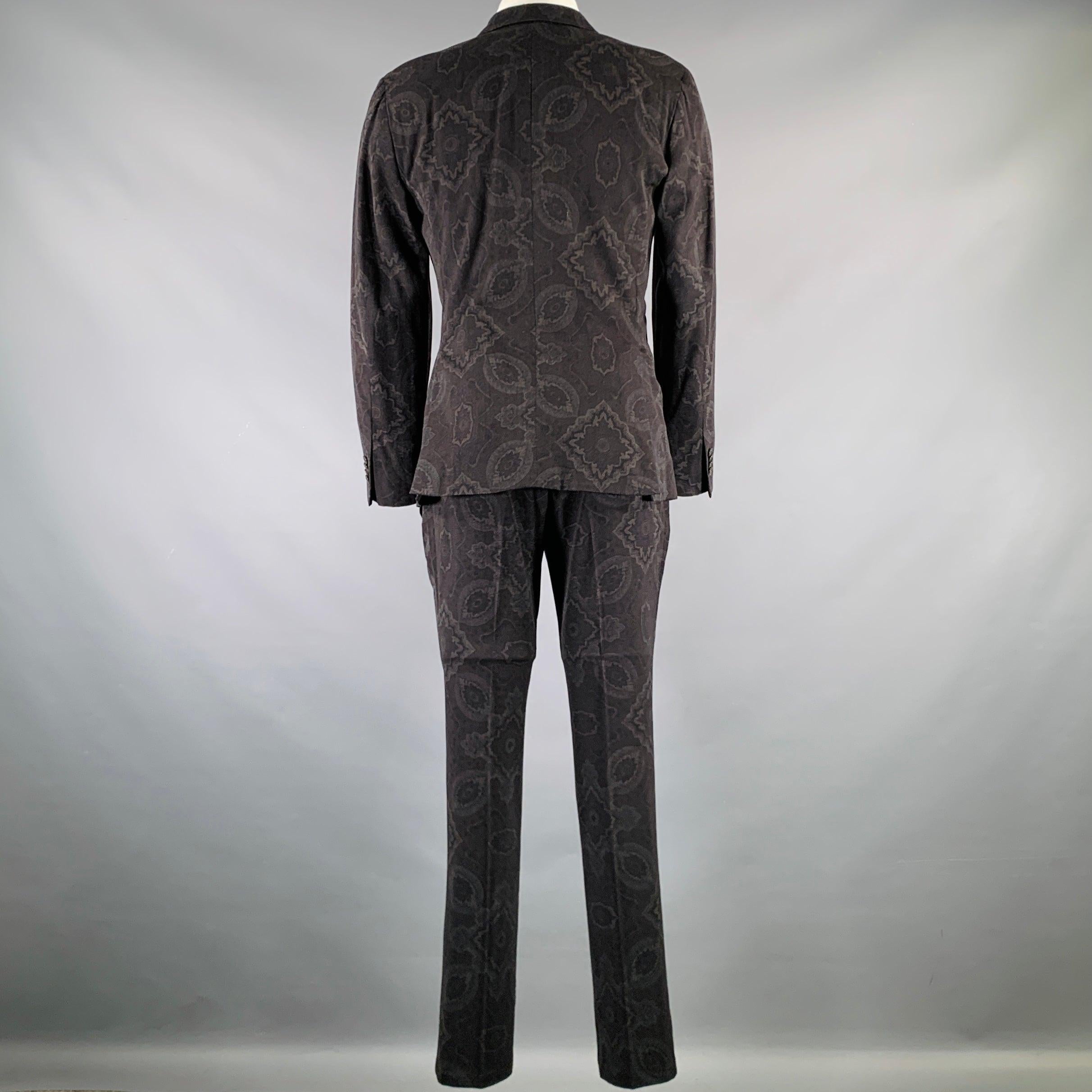 ETRO tailleur à revers en laine imprimé gris anthracite taille 38 Bon état - En vente à San Francisco, CA