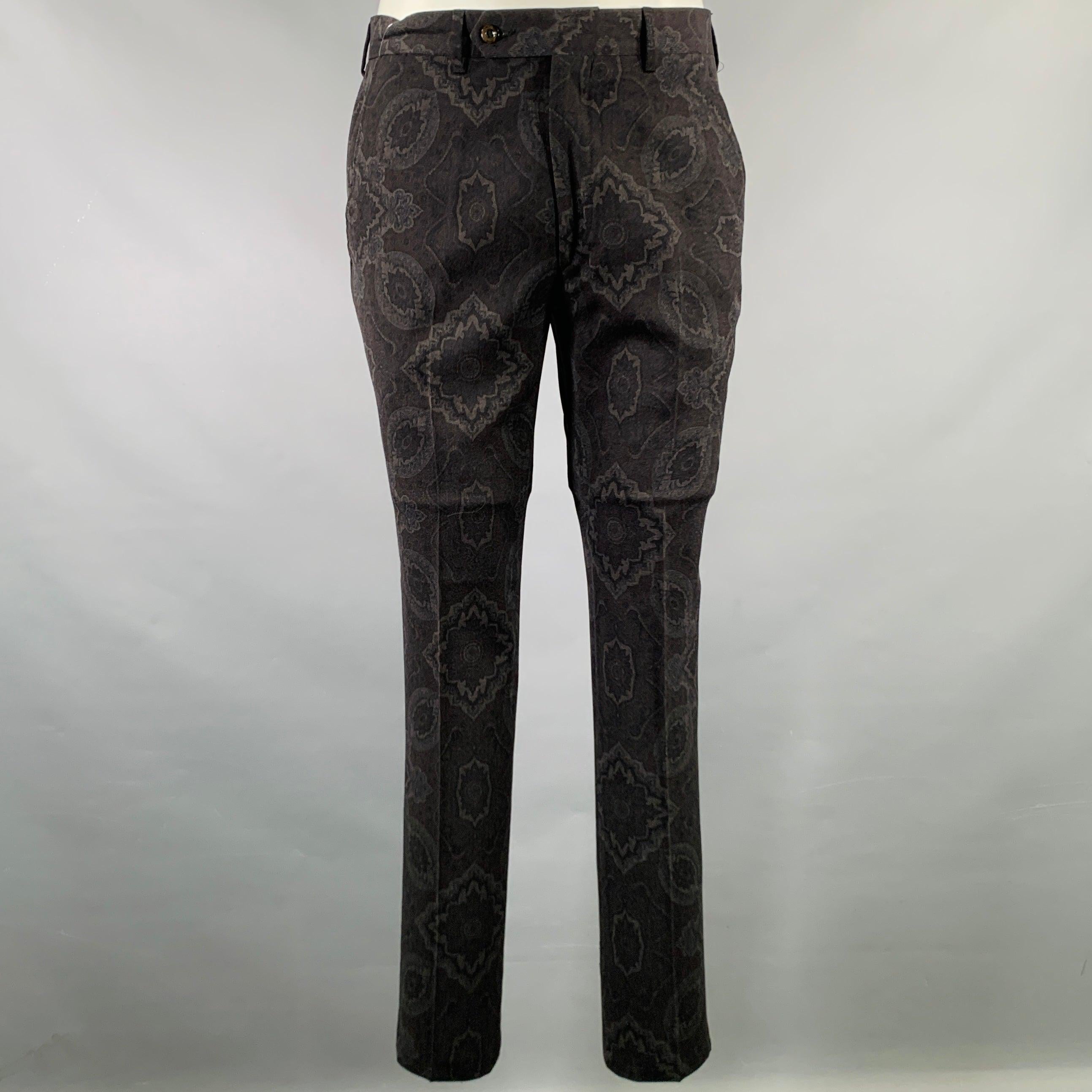 ETRO tailleur à revers en laine imprimé gris anthracite taille 38 Pour hommes en vente