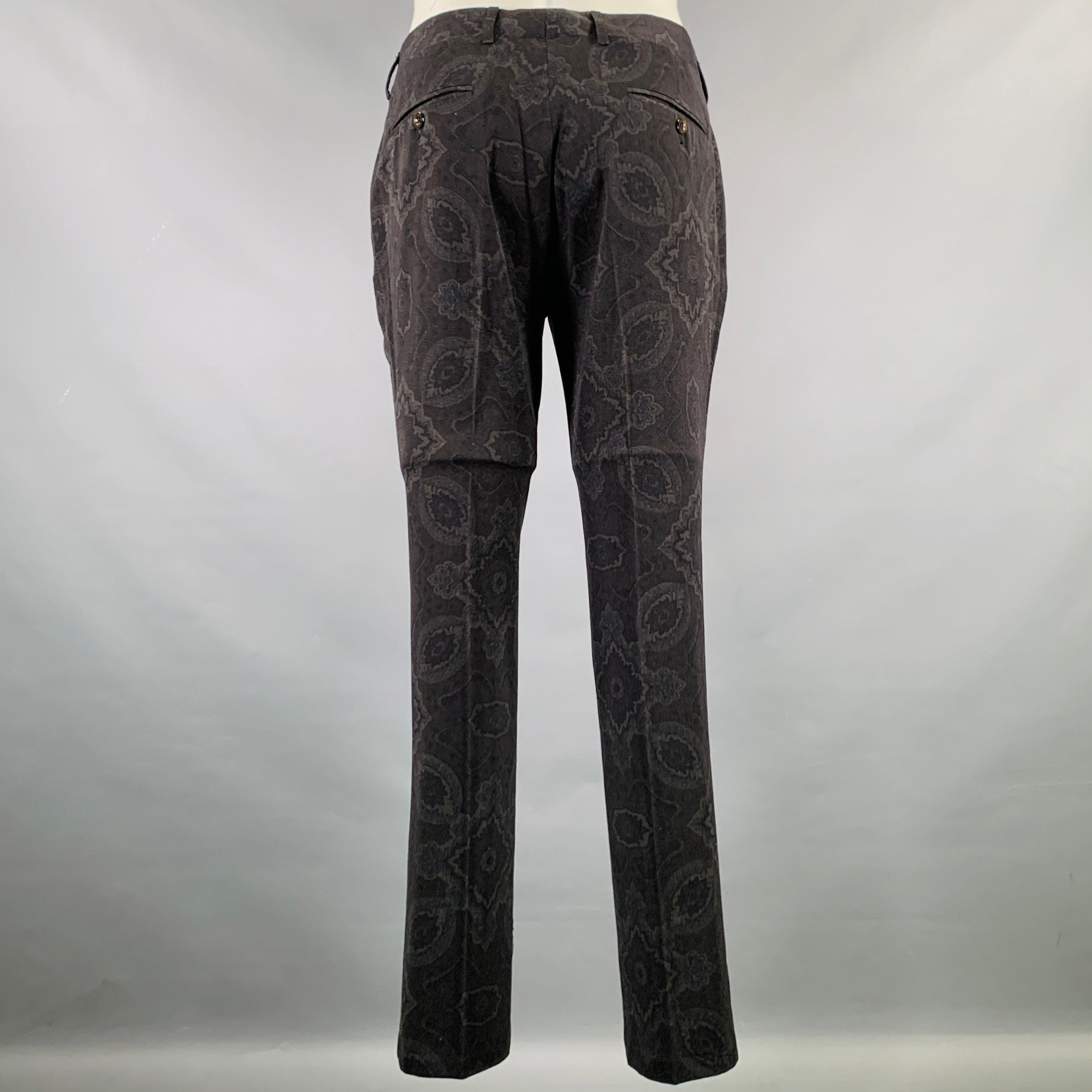 ETRO tailleur à revers en laine imprimé gris anthracite taille 38 en vente 1